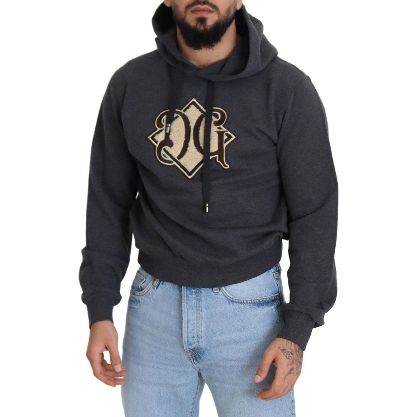 Dolce & Gabbana Elegant Grey Cotton Hooded Sweatshirt Dolce & Gabbana Dark Slate Gray