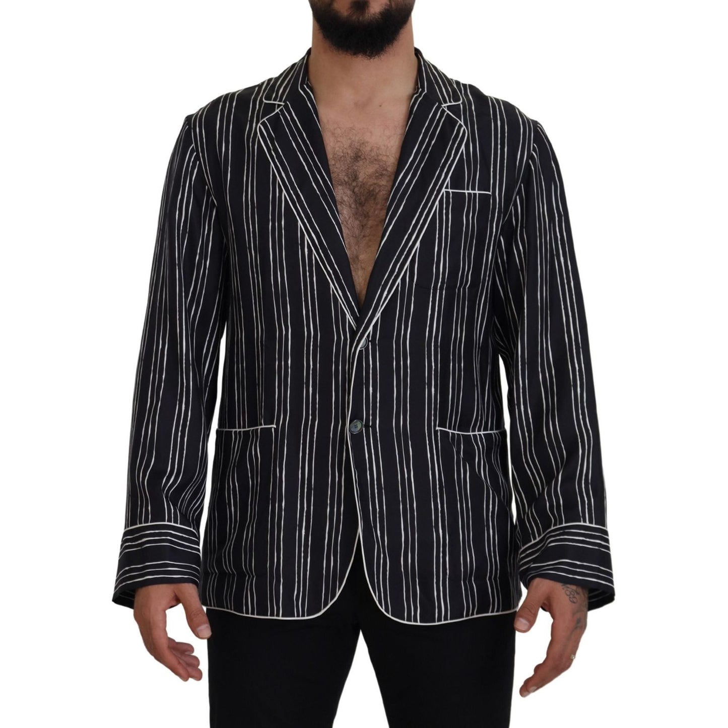 Dolce & Gabbana Elegant Silk Pajama Top Lounge Jacket Dolce & Gabbana Black