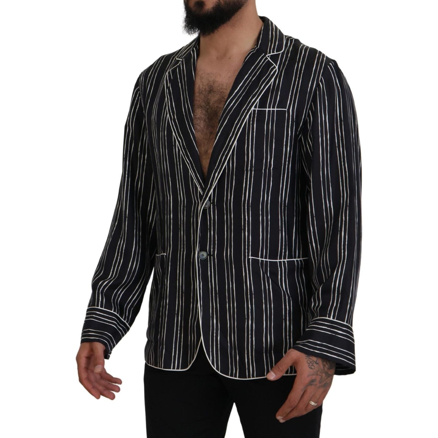Dolce & Gabbana Elegant Silk Pajama Top Lounge Jacket Dolce & Gabbana Black