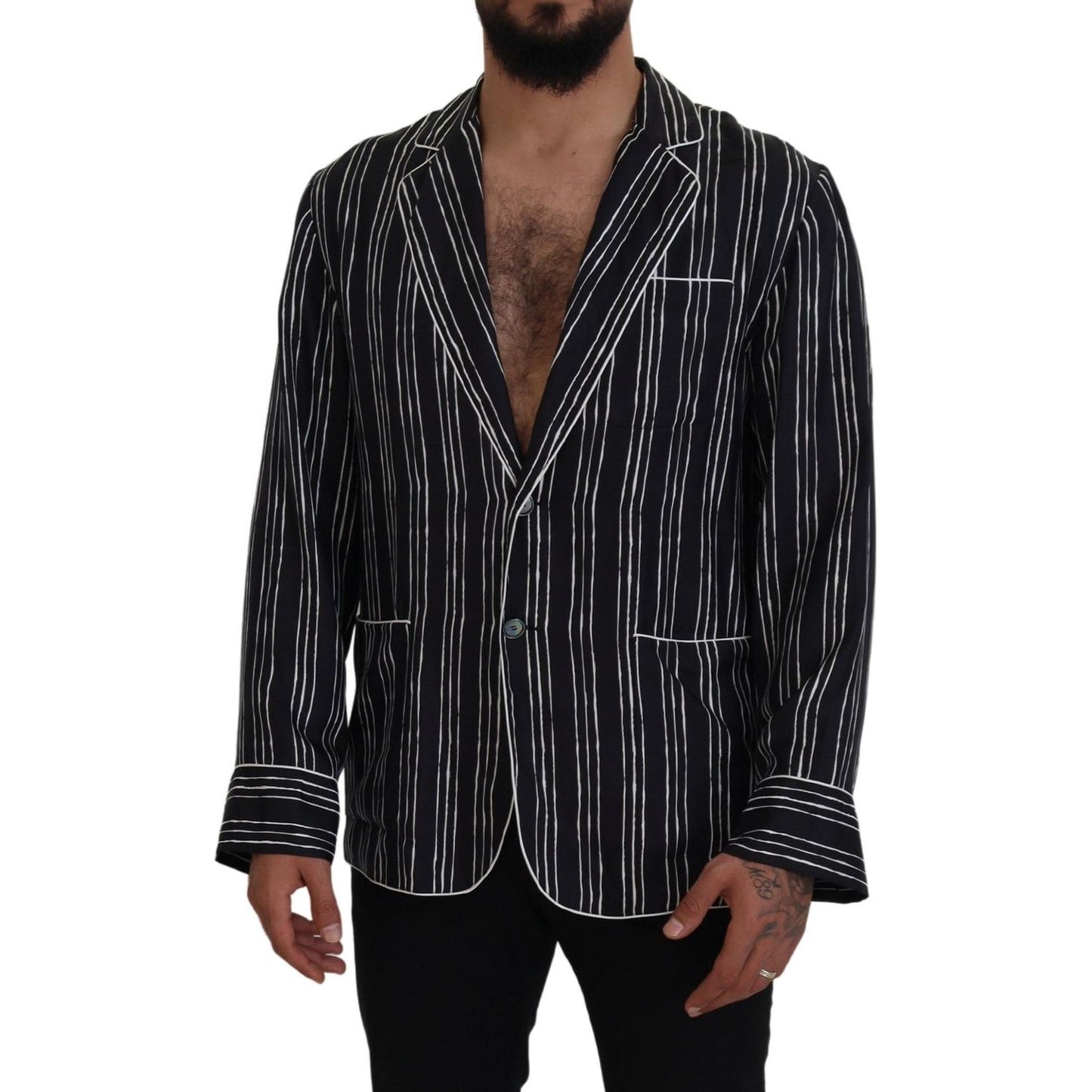Dolce & Gabbana Elegant Silk Pajama Top Lounge Jacket Dolce & Gabbana Black