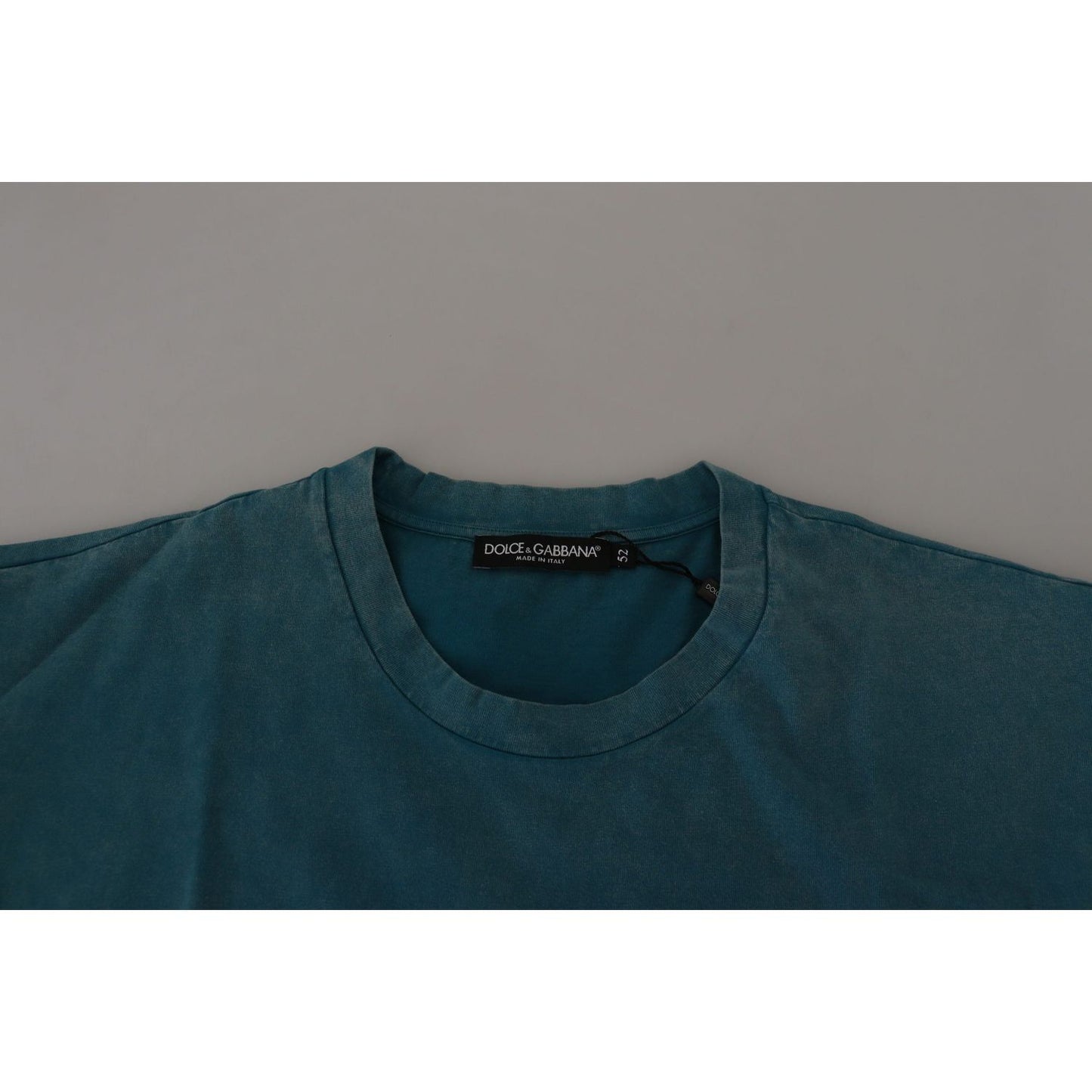 Dolce & Gabbana Elegant Crew Neck Cotton Tee in Blue Dolce & Gabbana Dark Slate Gray