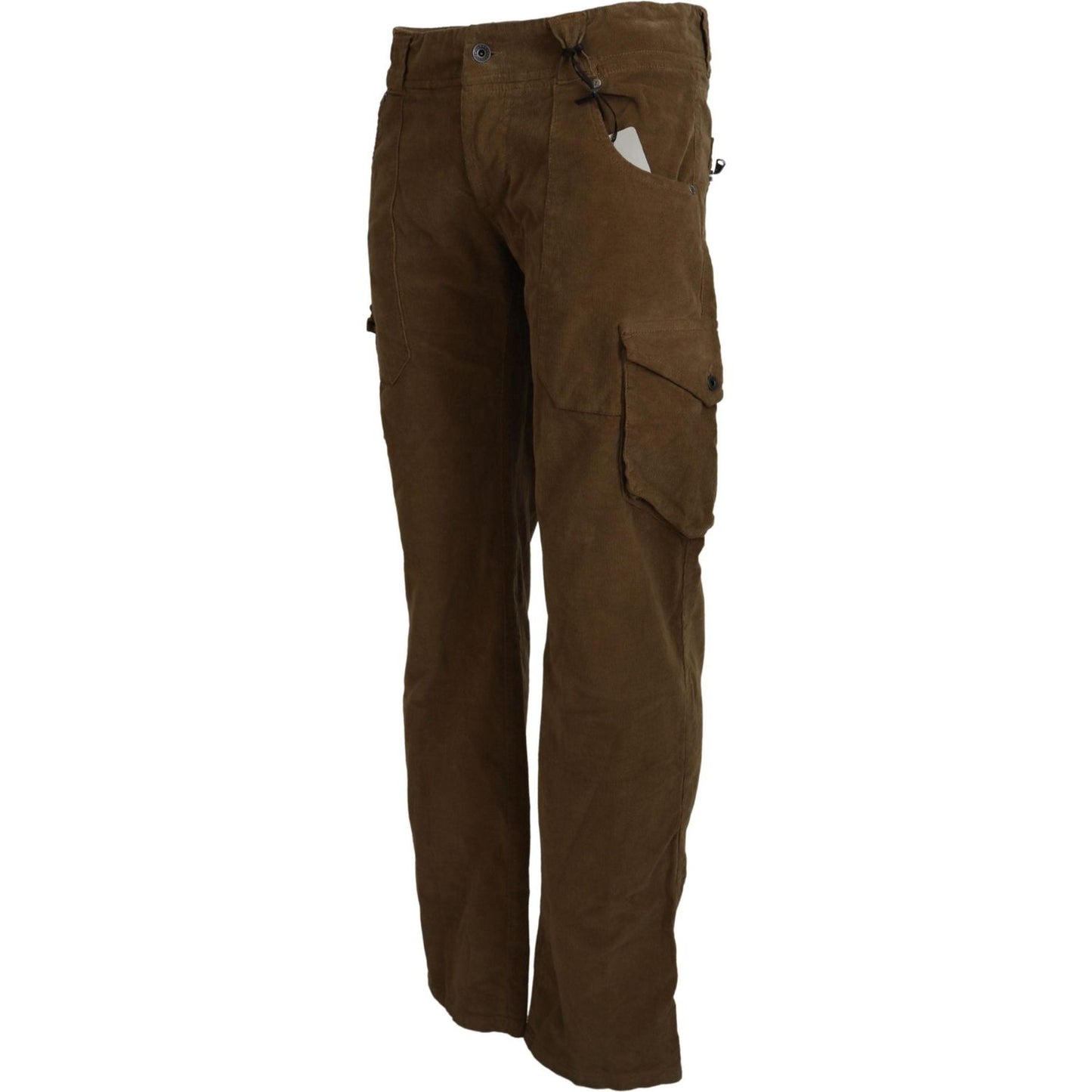 Ermanno Scervino Chic Brown Corduroy Cargo Pants Ermanno Scervino Dark Slate Gray