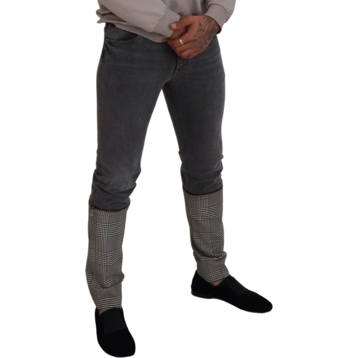 Dolce & Gabbana Elegant Grey Checkered Denim Treasure Dolce & Gabbana Dark Slate Gray