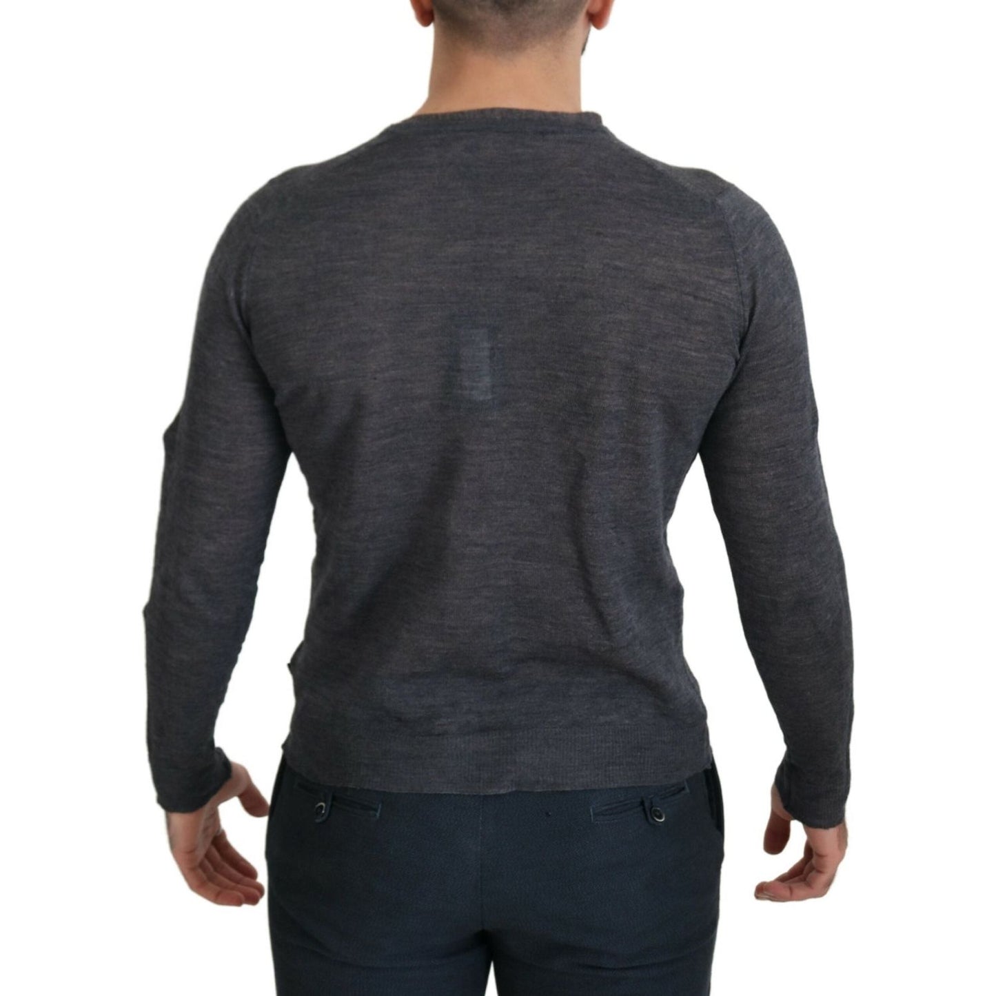 Costume National Sleek Gray Crewneck Pullover Sweater Costume National Dark Slate Gray