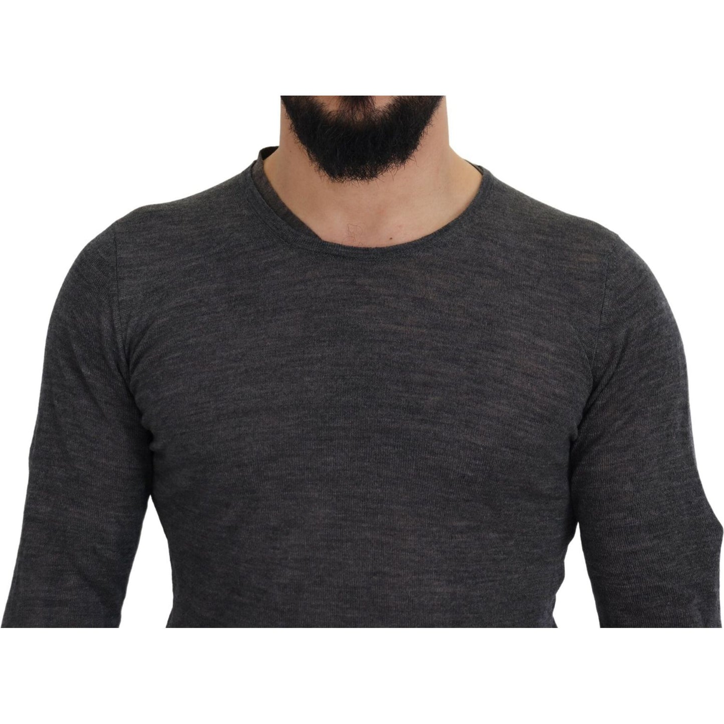 Costume National Sleek Gray Crewneck Pullover Sweater Costume National Dark Slate Gray