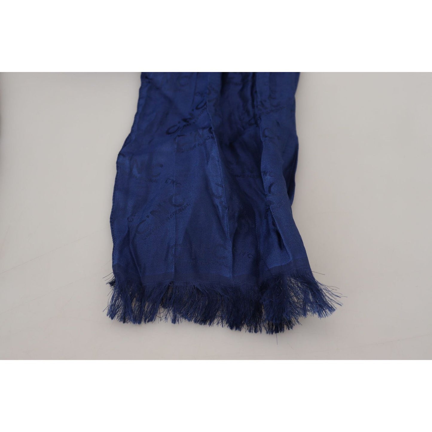 Costume National Elegant Silk Fringe Scarf in Chic Blue Costume National Midnight Blue
