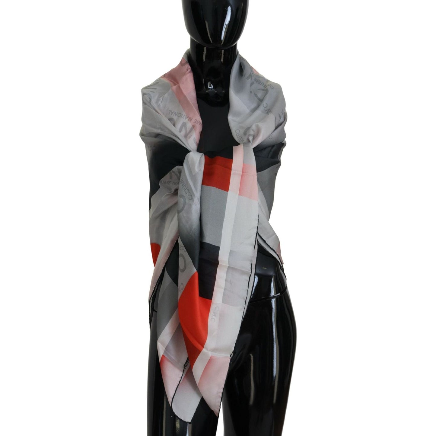 Costume National Elegant Checkered Silk Scarf Costume National Black