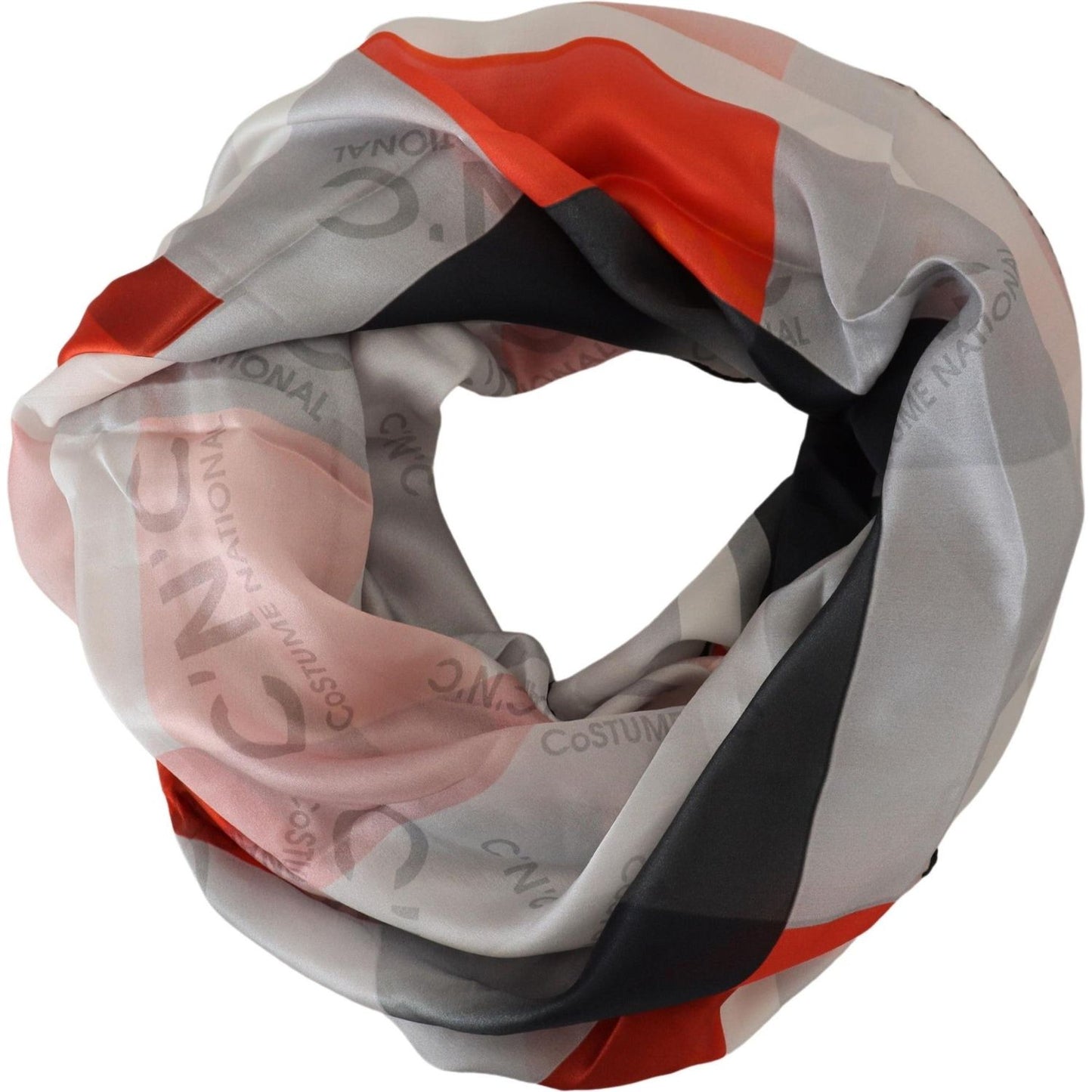 Costume National Elegant Checkered Silk Scarf Costume National Rosy Brown