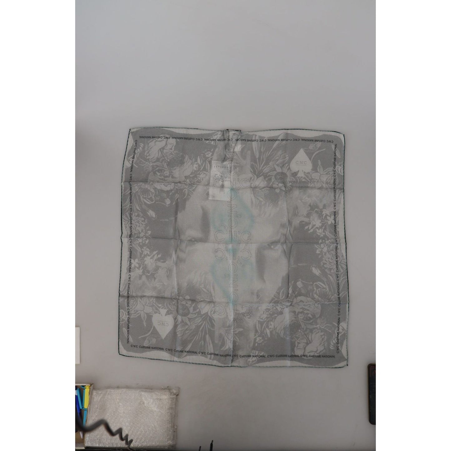 Costume National Elegant Grey Cotton Square Scarf Costume National Light Slate Gray