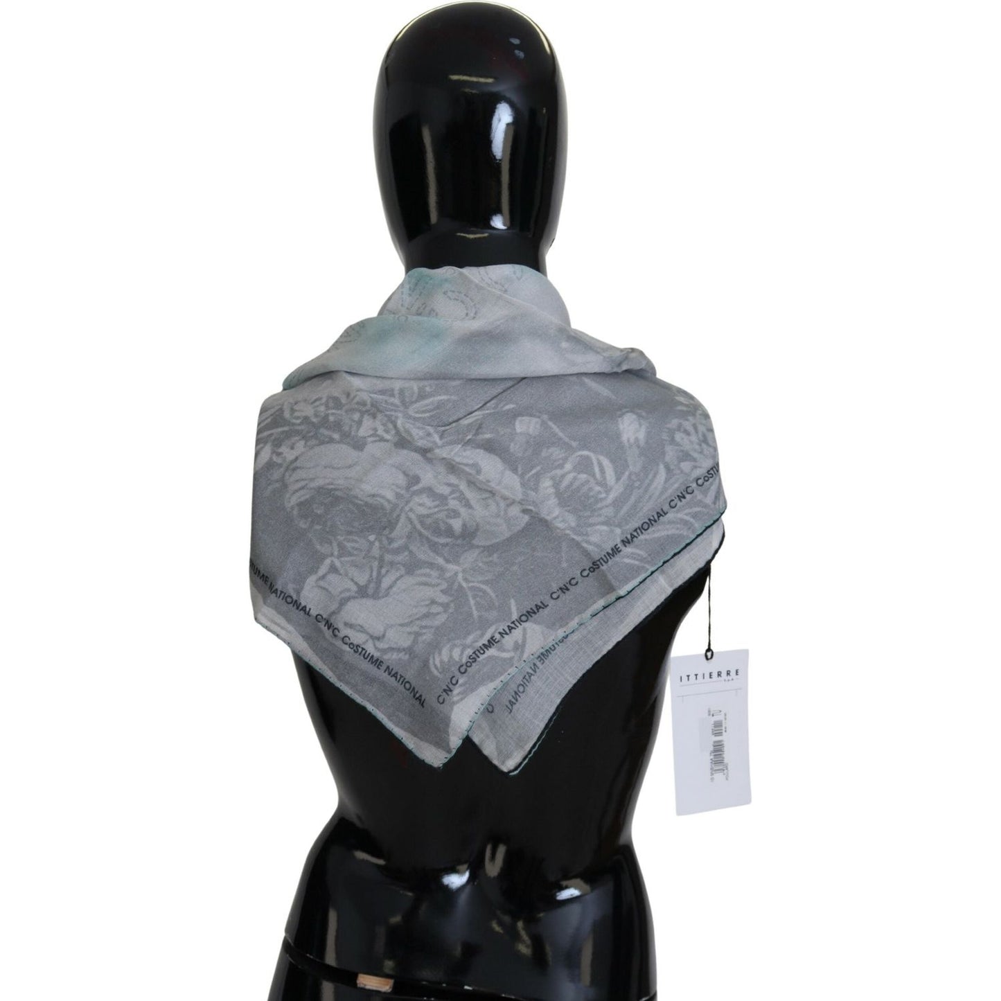 Costume National Elegant Grey Cotton Square Scarf Costume National Slate Gray