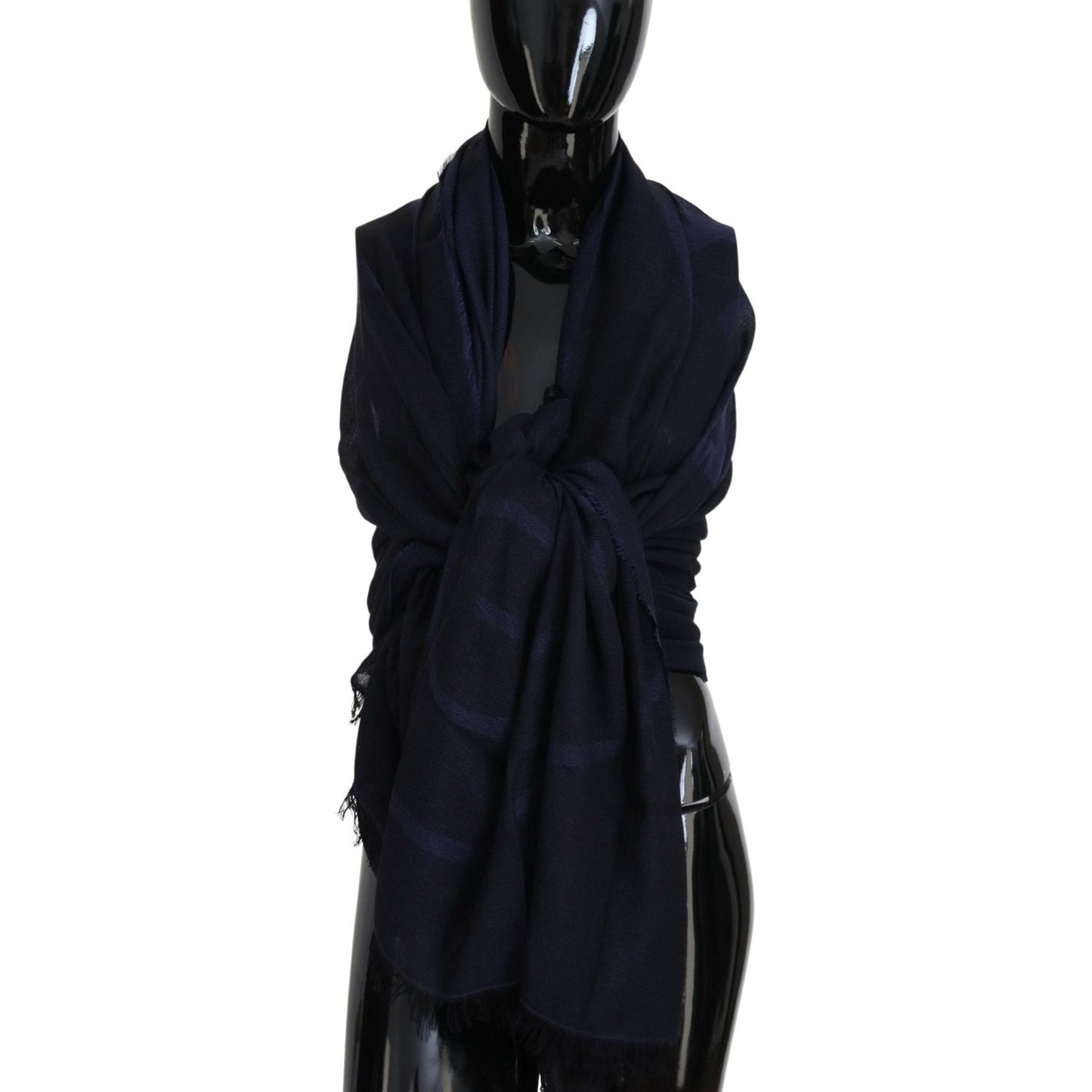 GF Ferre Elegant Fringed Wool Blend Scarf GF Ferre Black