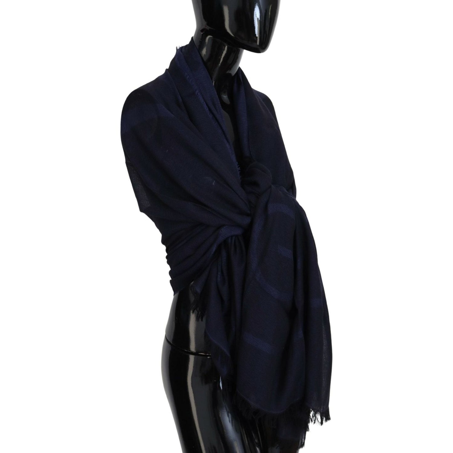 GF Ferre Elegant Fringed Wool Blend Scarf GF Ferre Black