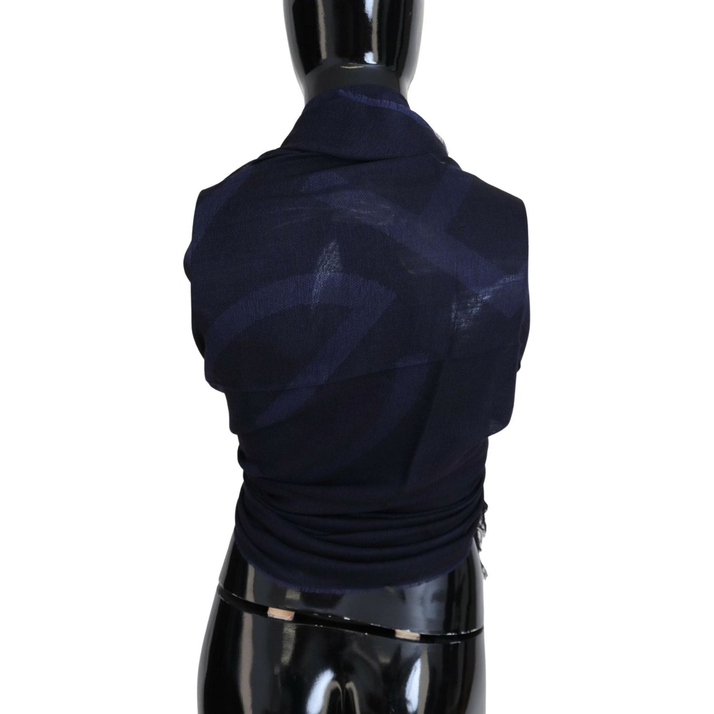 GF Ferre Elegant Fringed Wool Blend Scarf GF Ferre Black