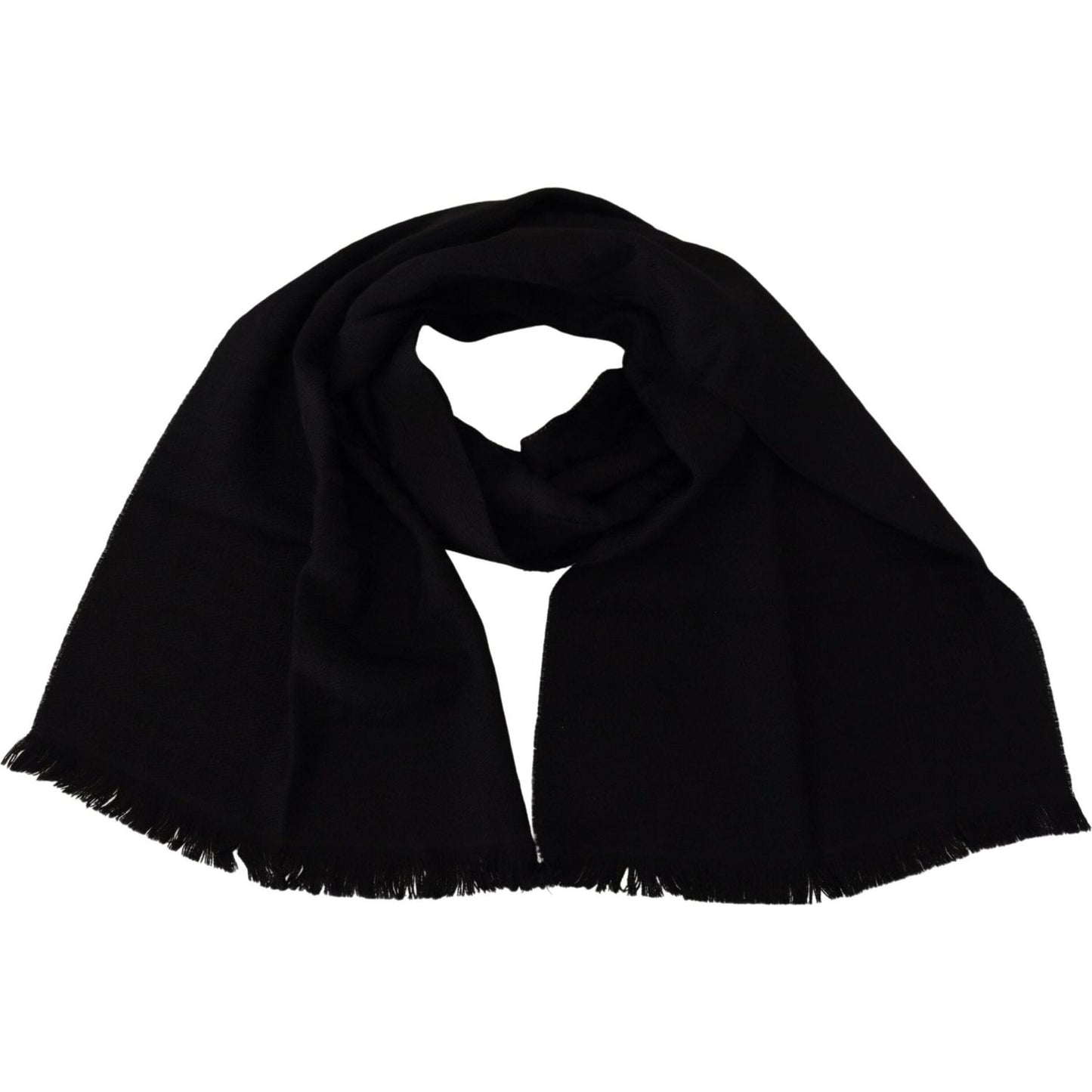 GF Ferre Elegant Wool Scarf with Fringes GF Ferre Black