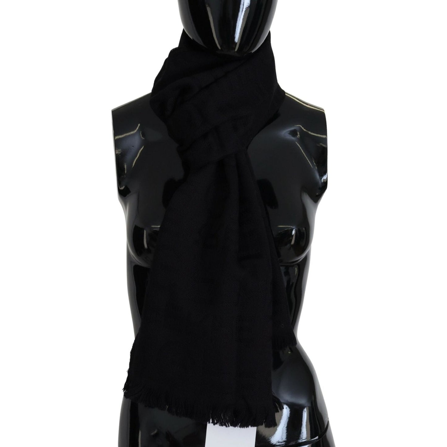 GF Ferre Elegant Wool Scarf with Fringes GF Ferre Black