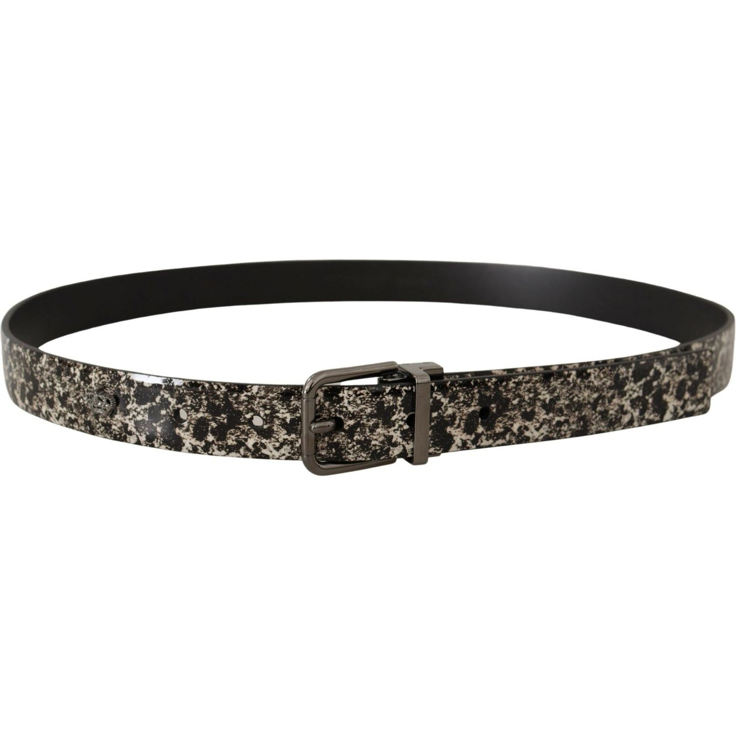 Dolce & Gabbana Elegant Marble Print Leather Belt Dolce & Gabbana Dark Slate Gray