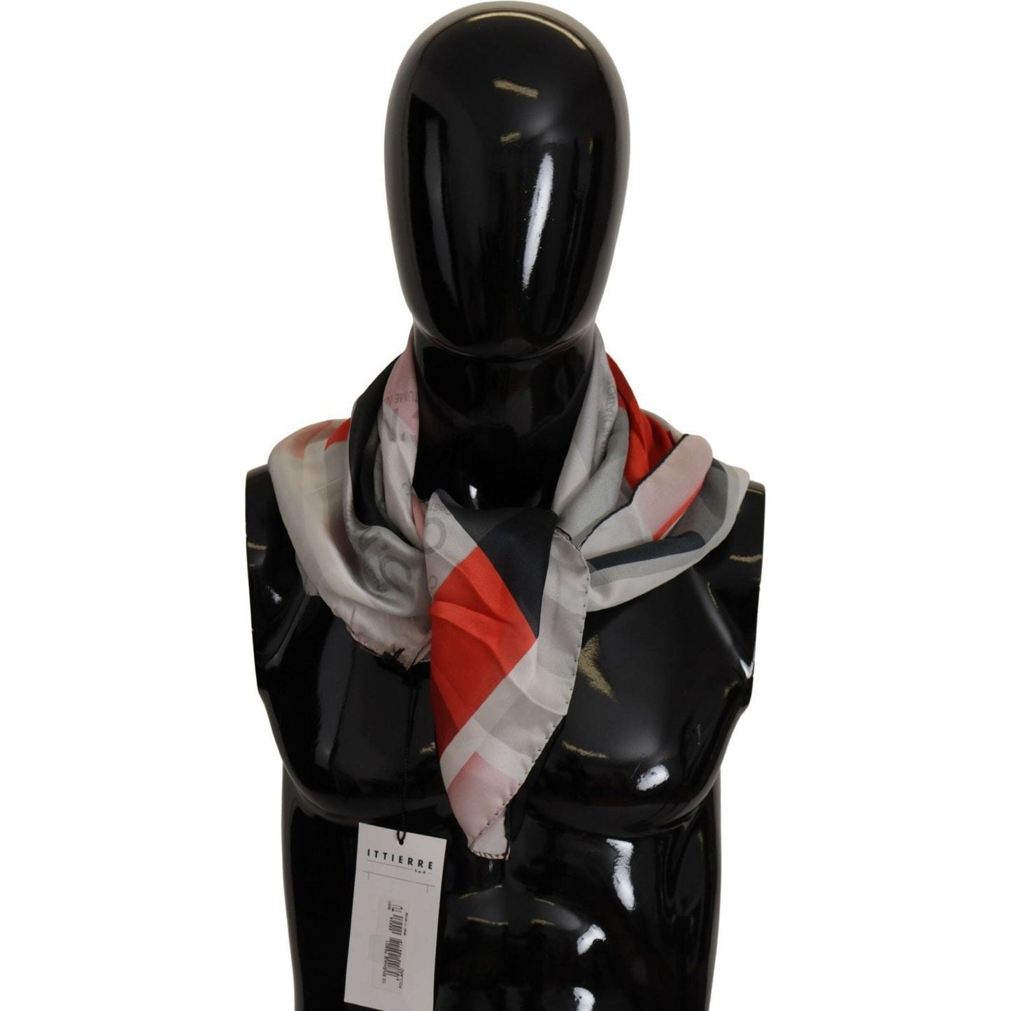 Costume National Elegant Silk Scarf in Gray Red Checkered Costume National Rosy Brown