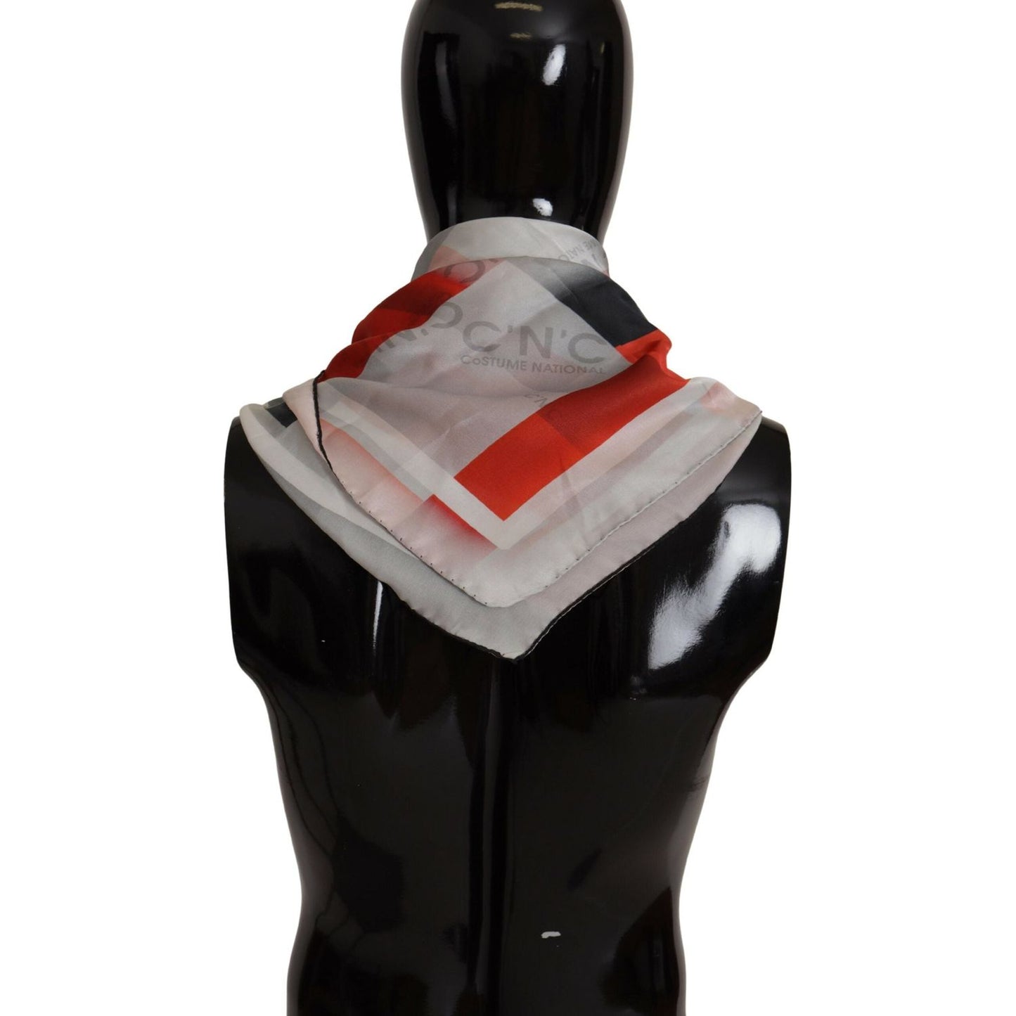 Costume National Elegant Silk Scarf in Gray Red Checkered Costume National Rosy Brown