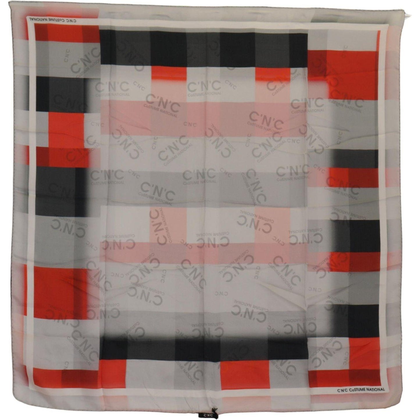 Costume National Elegant Silk Scarf in Gray Red Checkered Costume National Rosy Brown