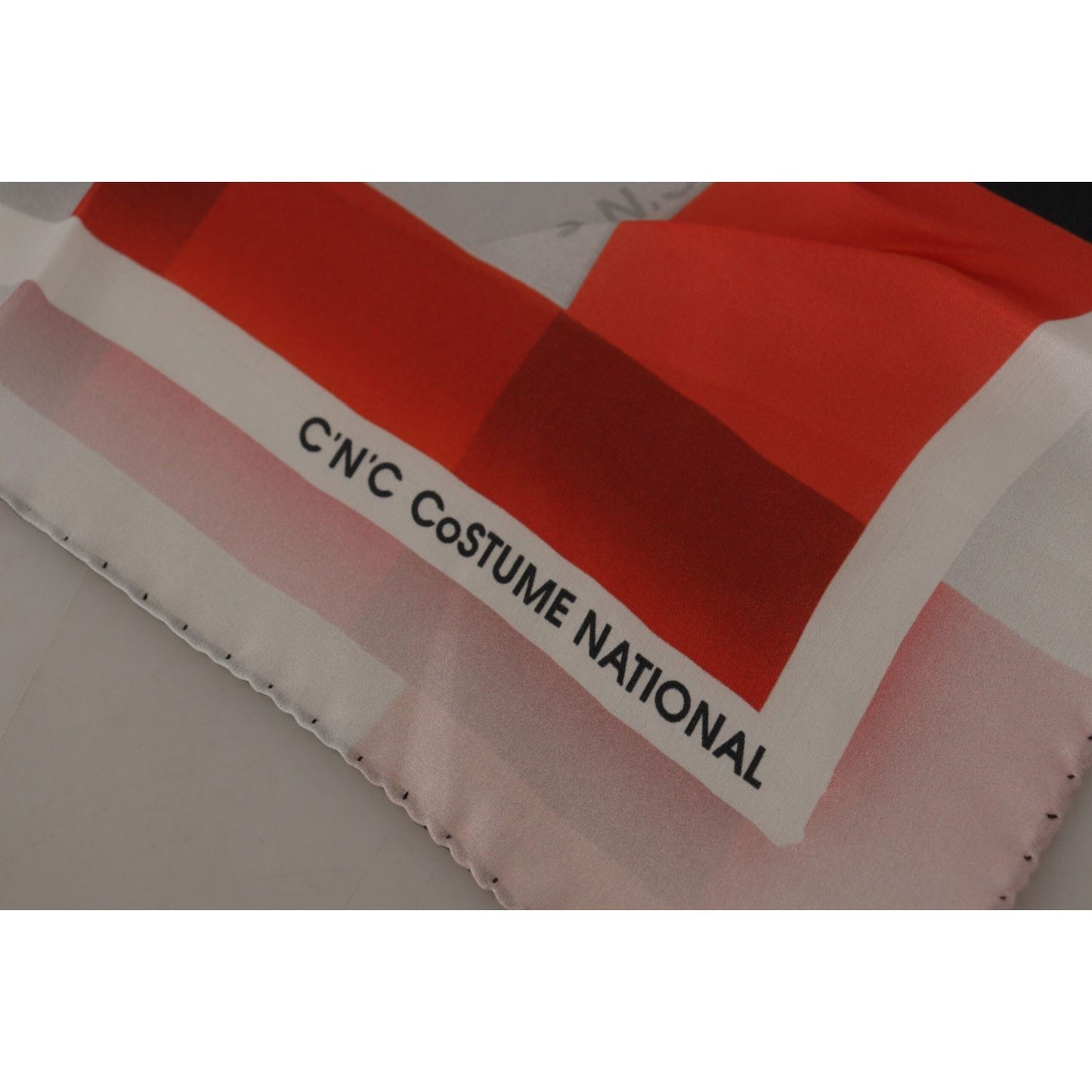 Costume National Elegant Silk Scarf in Gray Red Checkered Costume National Dim Gray