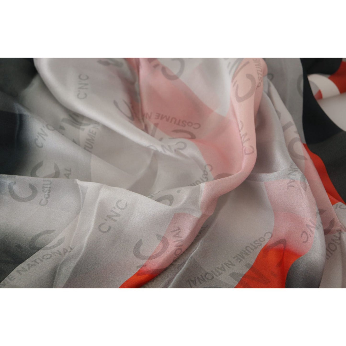 Costume National Elegant Silk Scarf in Gray Red Checkered Costume National Rosy Brown