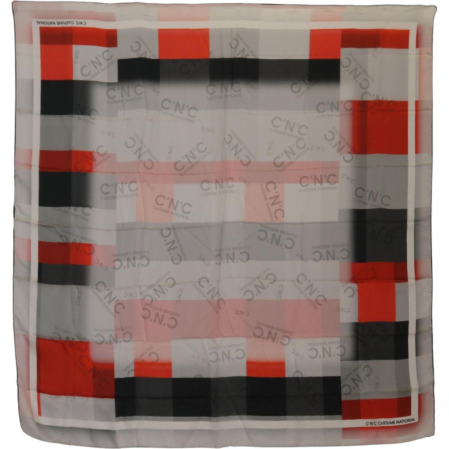 Costume National Elegant Checkered Silk Scarf Costume National Light Slate Gray