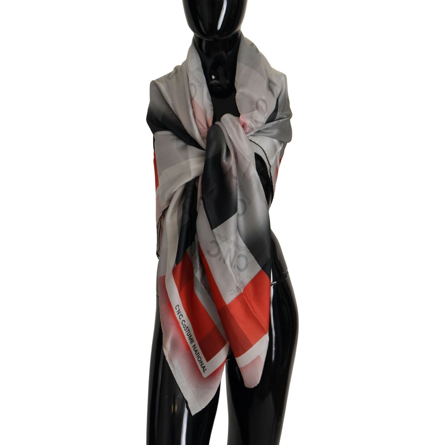 Costume National Elegant Checkered Silk Scarf Costume National Dark Slate Gray