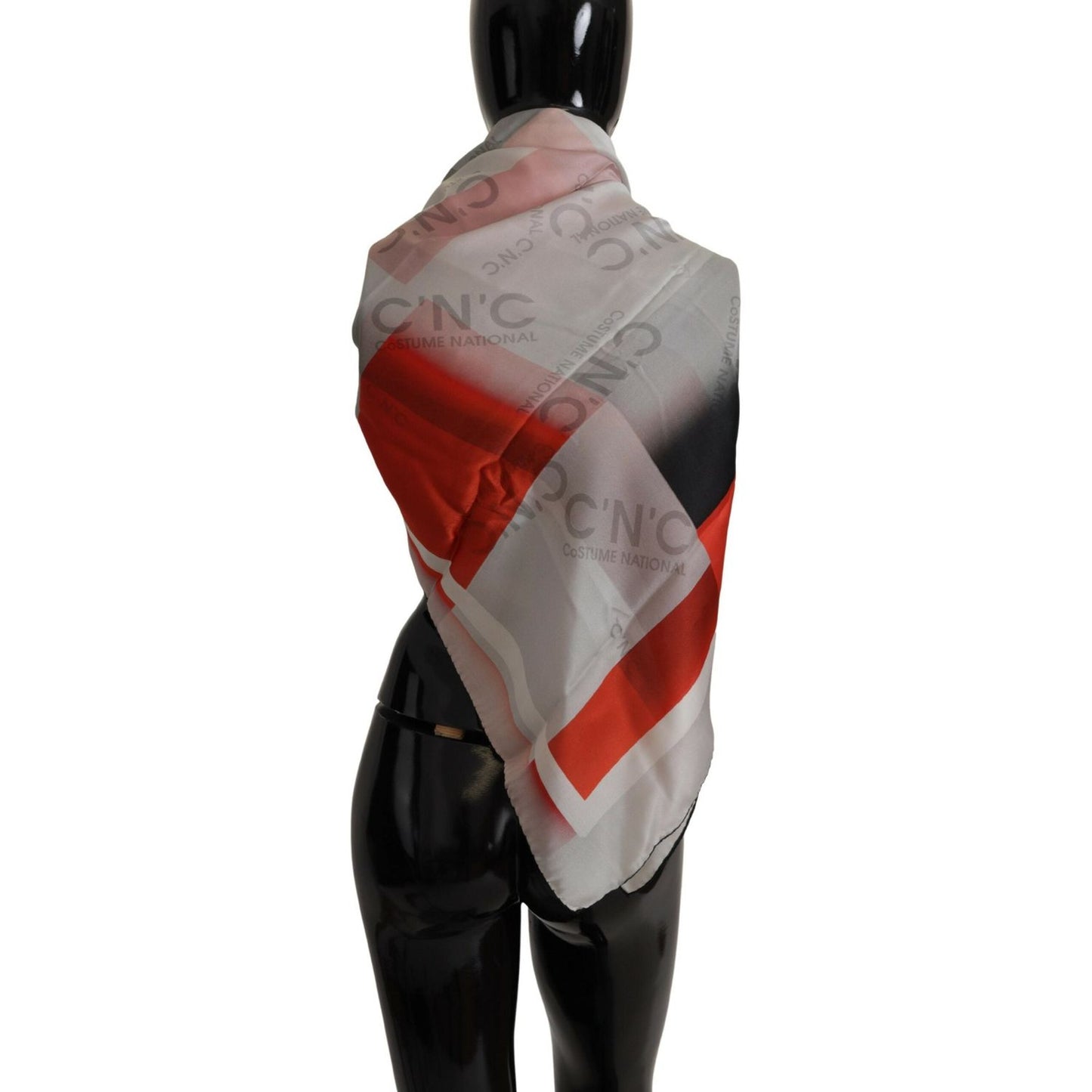 Costume National Elegant Checkered Silk Scarf Costume National Dim Gray