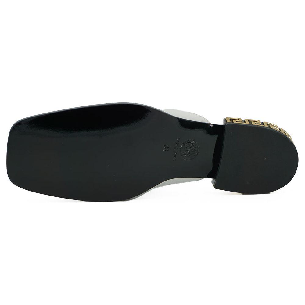 Versace Elegant White Leather Flat Slides Versace Black