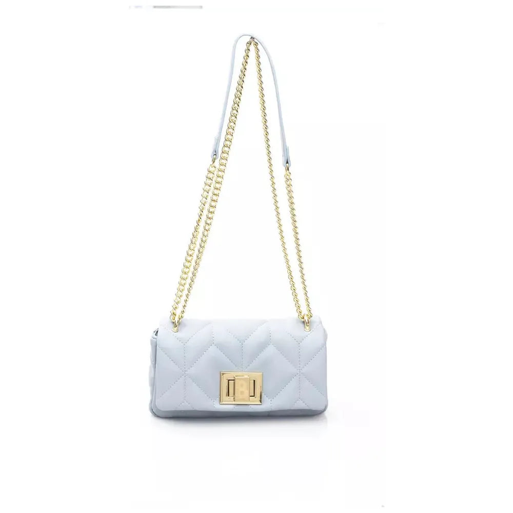Baldinini Trend Elegant Light Blue Shoulder Bag with Golden Accents Baldinini Trend Light Gray