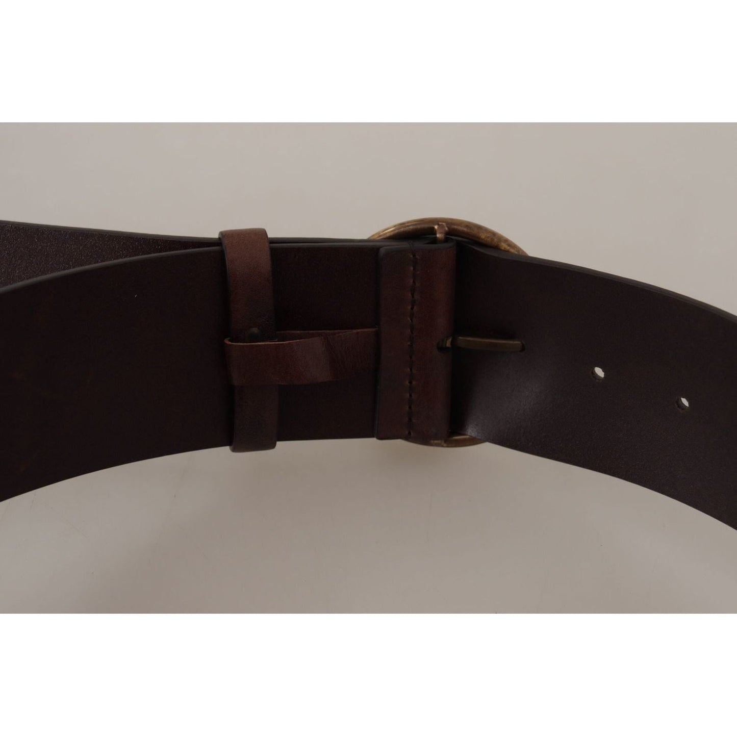 Dolce & Gabbana Elegant Leather Belt with Engraved Buckle Dolce & Gabbana Dark Gray