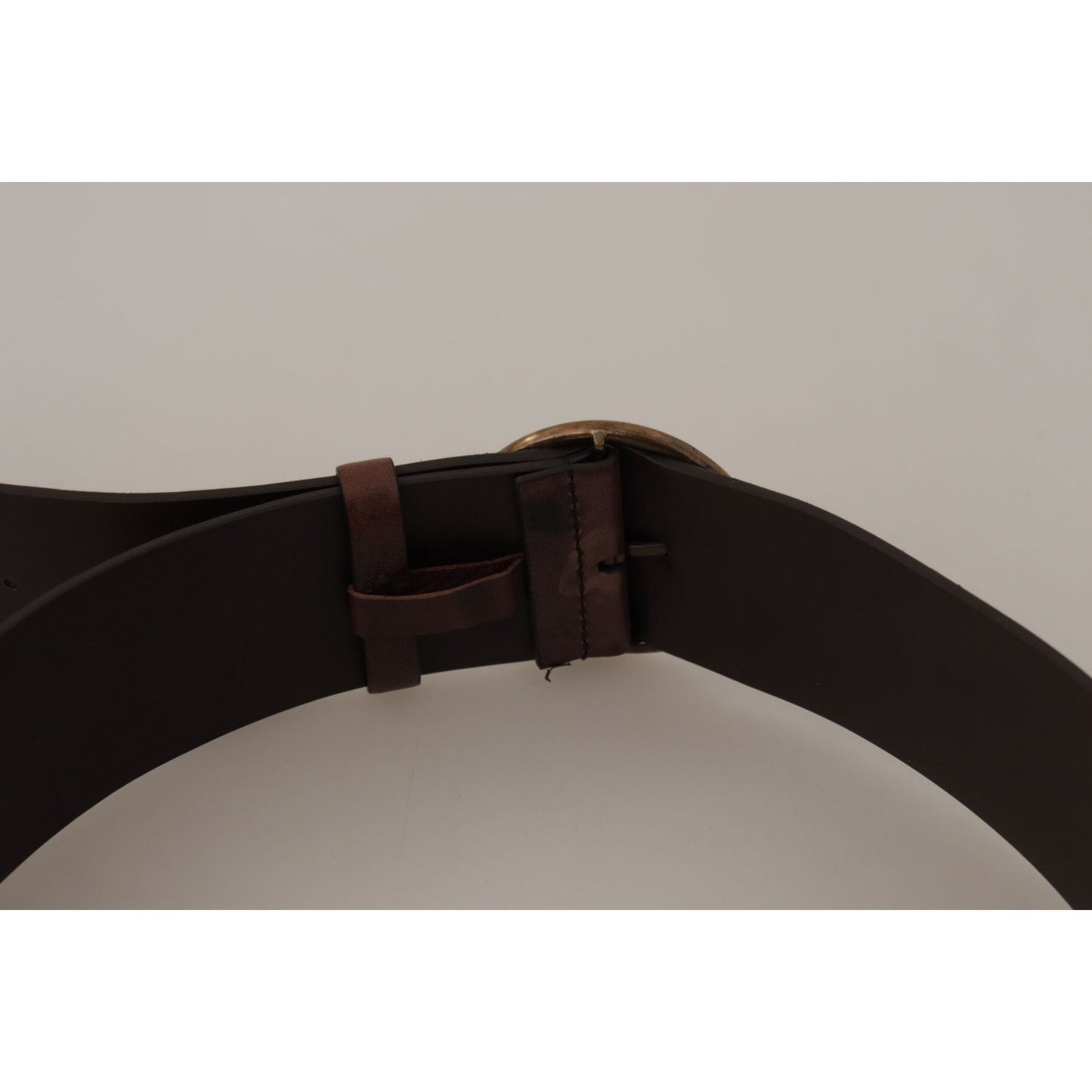 Dolce & Gabbana Elegant Dark Brown Leather Belt with Logo Buckle Dolce & Gabbana Dark Gray