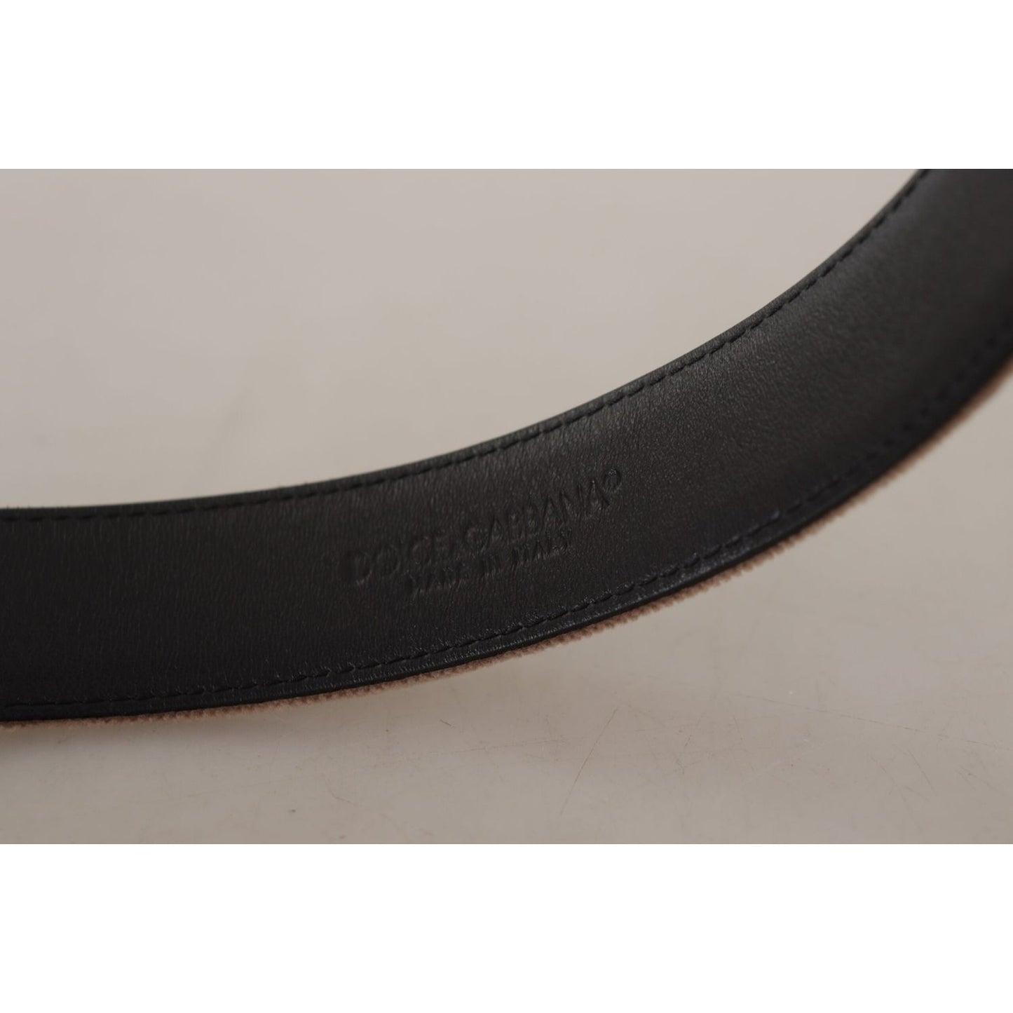 Dolce & Gabbana Elegant Velvet Logo Buckle Belt Dolce & Gabbana Dark Gray