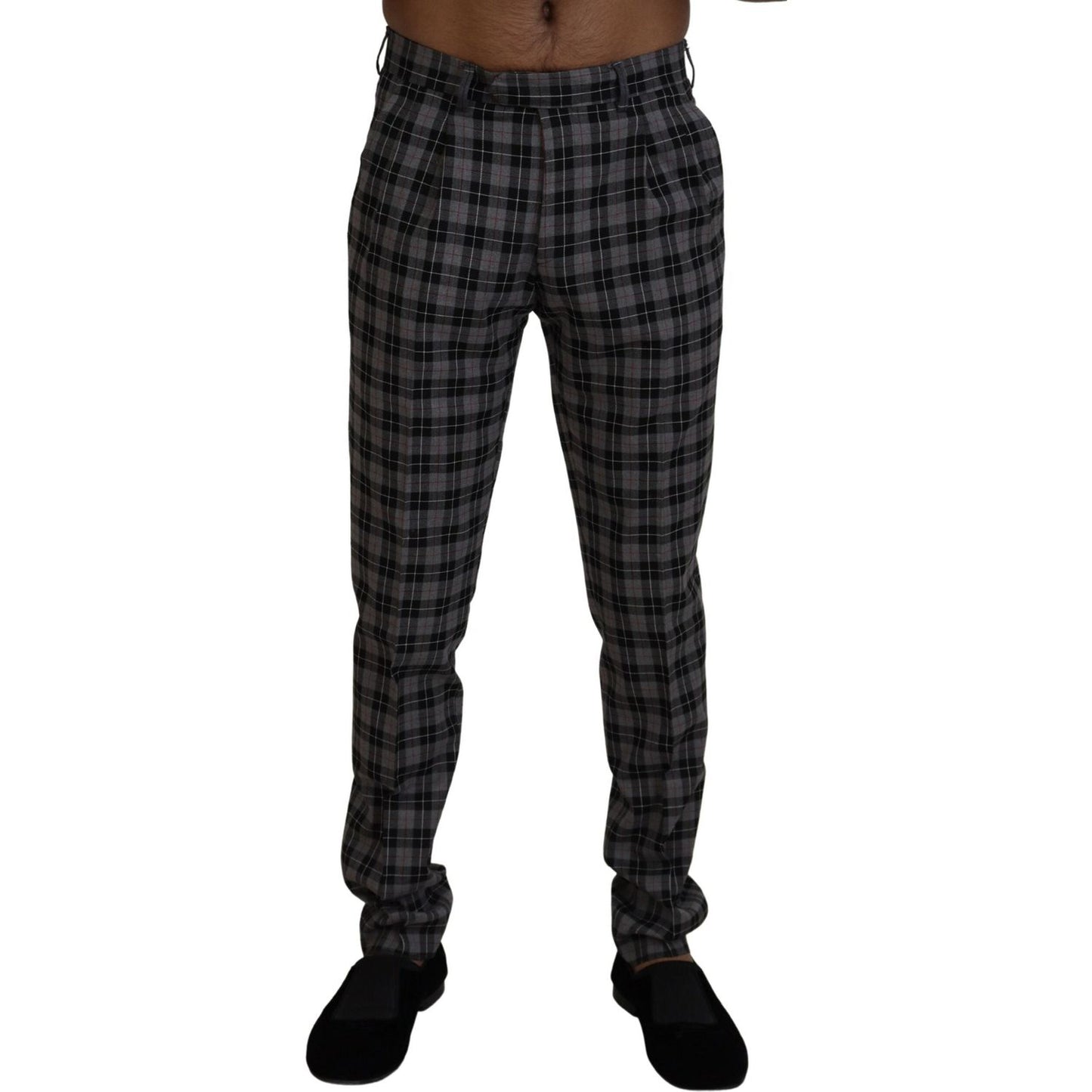 BENCIVENGA Elegant Gray Checked Gentleman's Chinos BENCIVENGA Black
