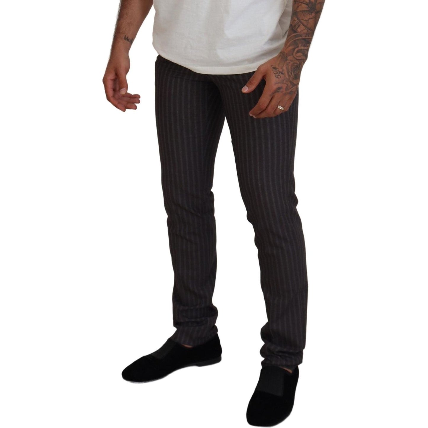 BENCIVENGA Elegant Striped Dress Pants for Men BENCIVENGA Gray