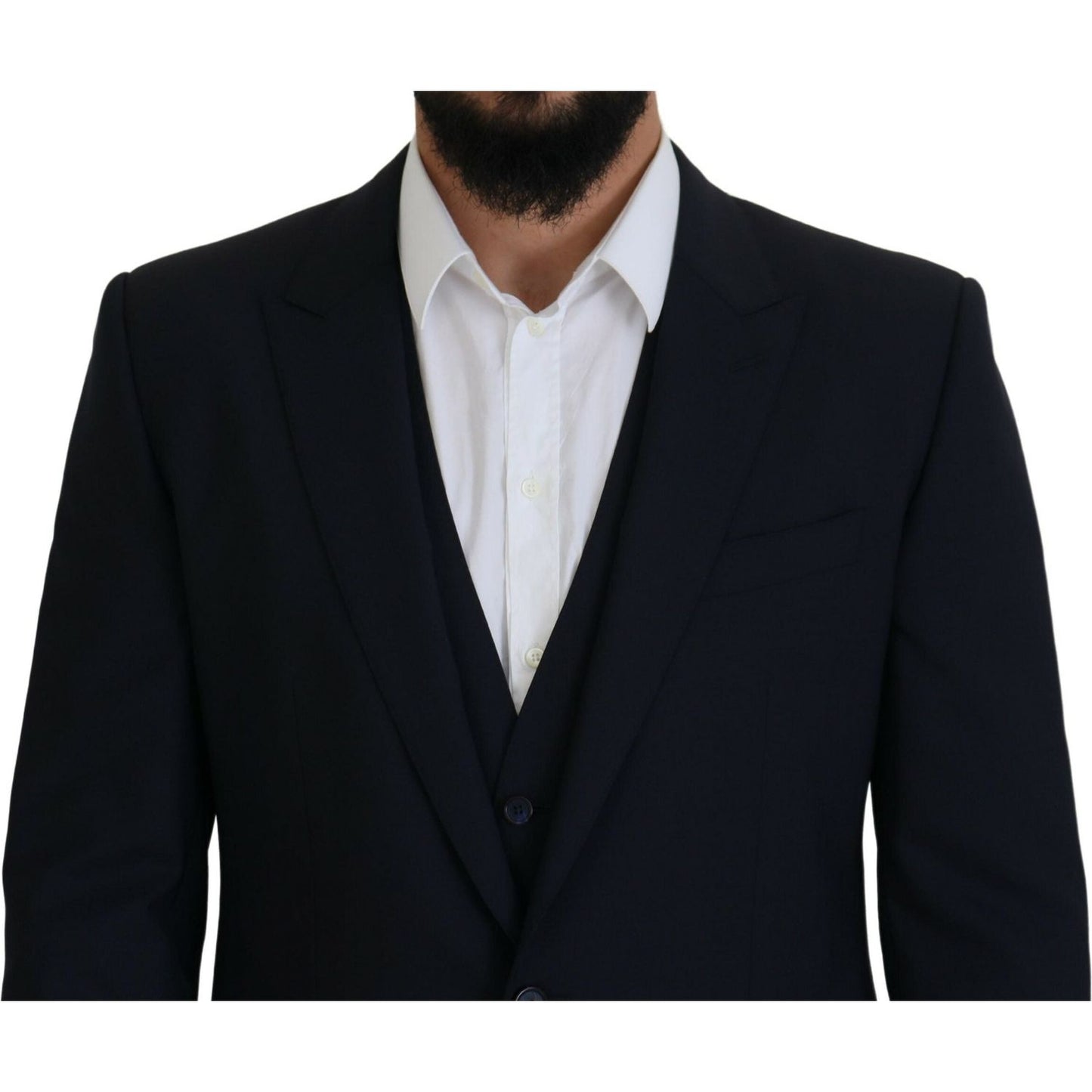 Dolce & Gabbana Elegant Navy Wool Blend Martini Blazer Dolce & Gabbana Black