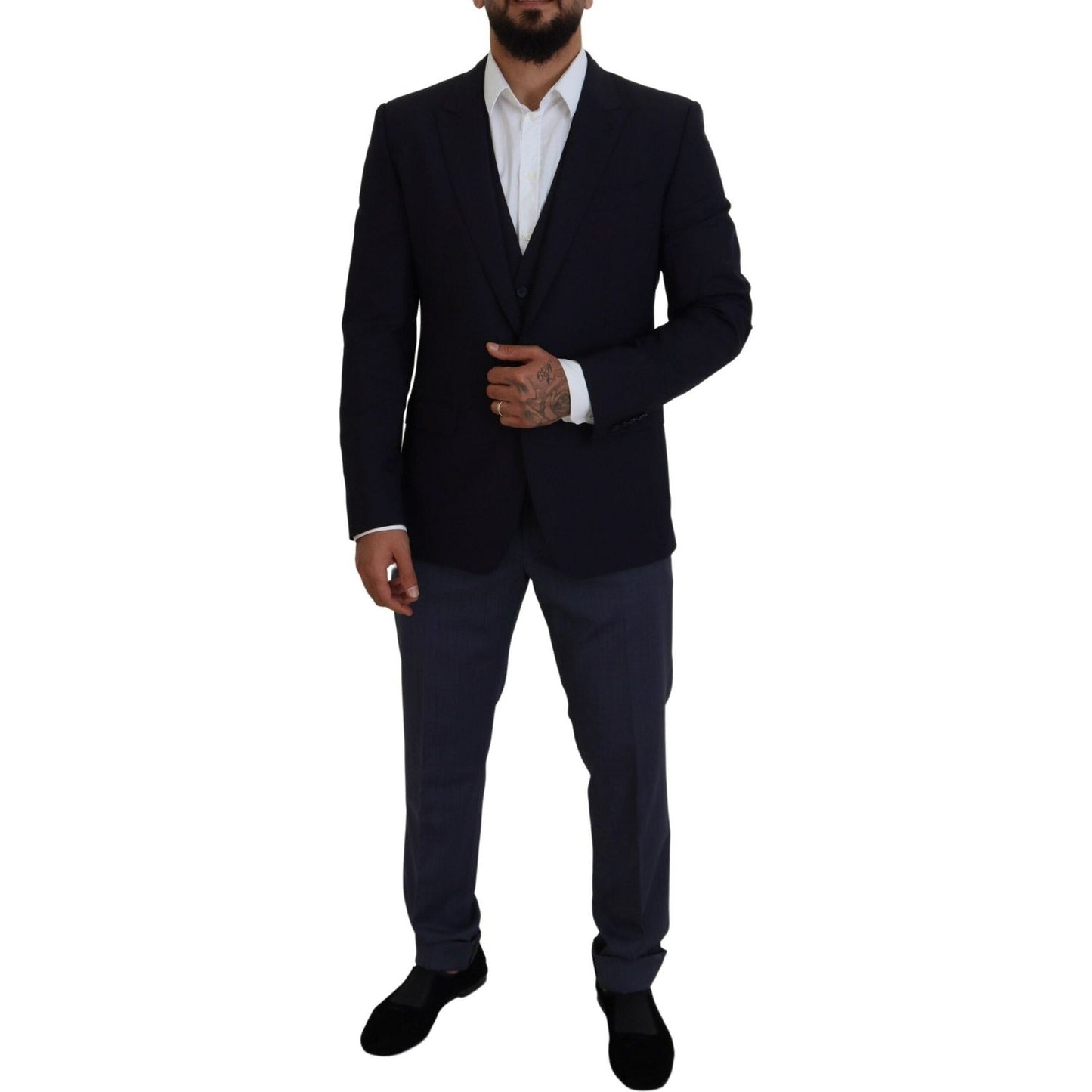 Dolce & Gabbana Elegant Navy Wool Blend Martini Blazer Dolce & Gabbana Black