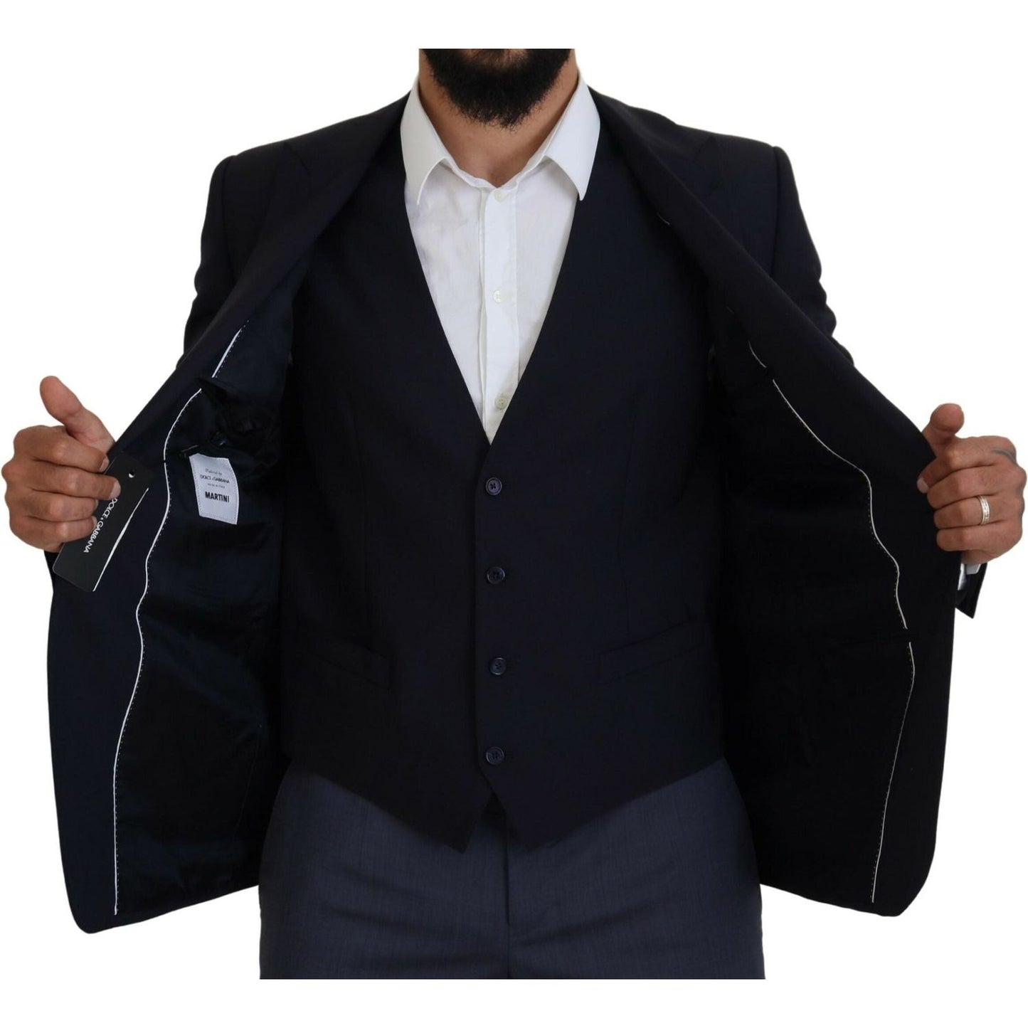 Dolce & Gabbana Elegant Navy Wool Blend Martini Blazer Dolce & Gabbana Black
