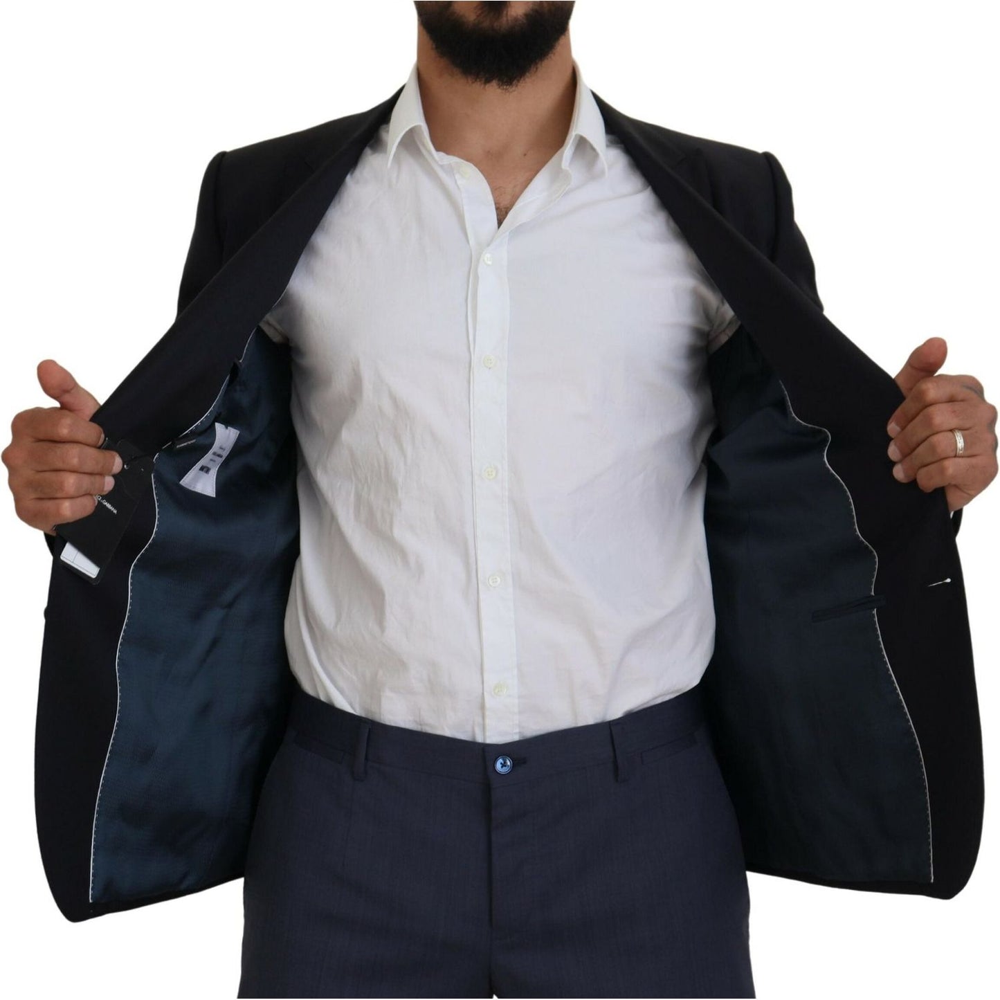 Dolce & Gabbana Elegant Dark Blue Martini Blazer Dolce & Gabbana Black