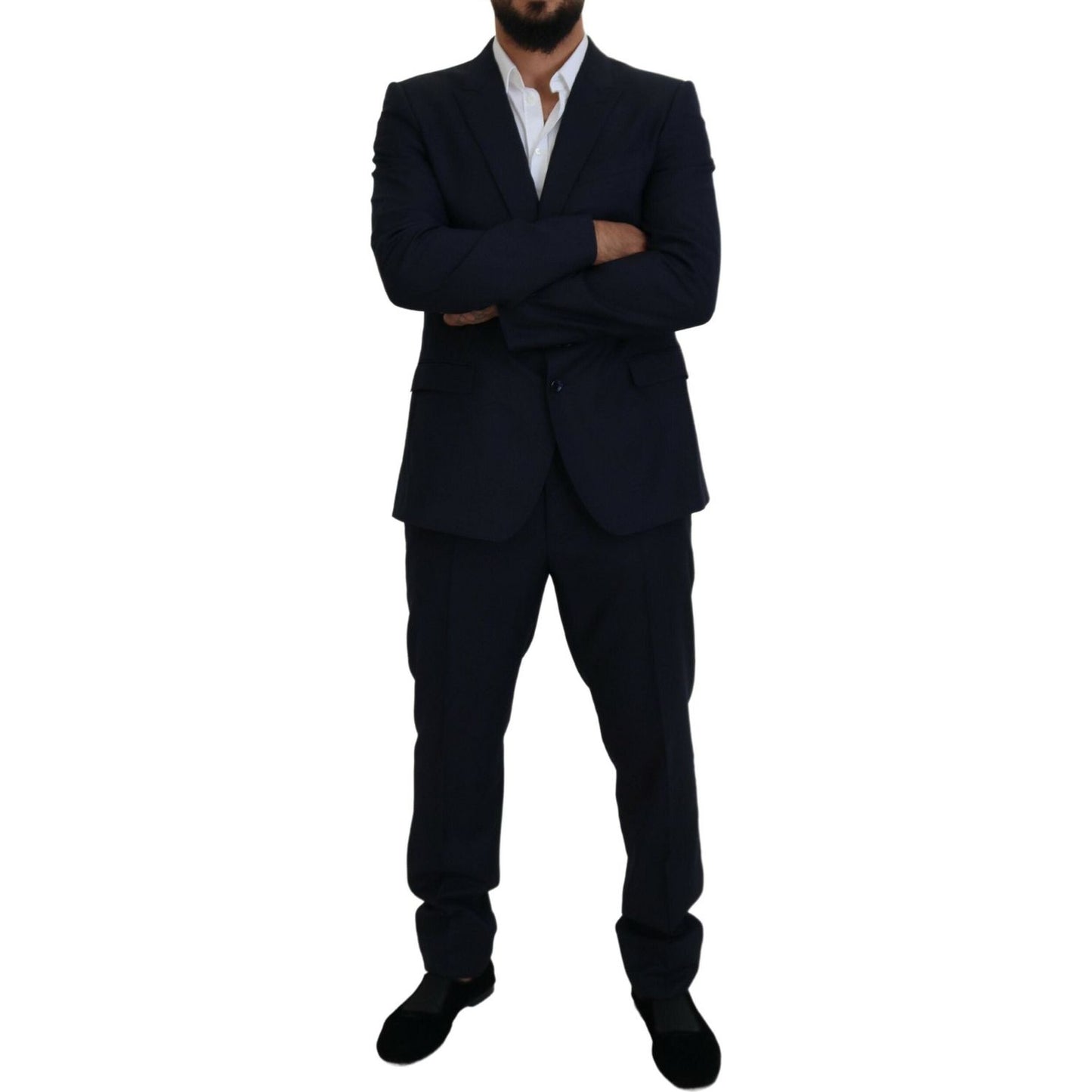 Dolce & Gabbana Elegant Blue Martini Wool-Silk Blend Suit Dolce & Gabbana Black