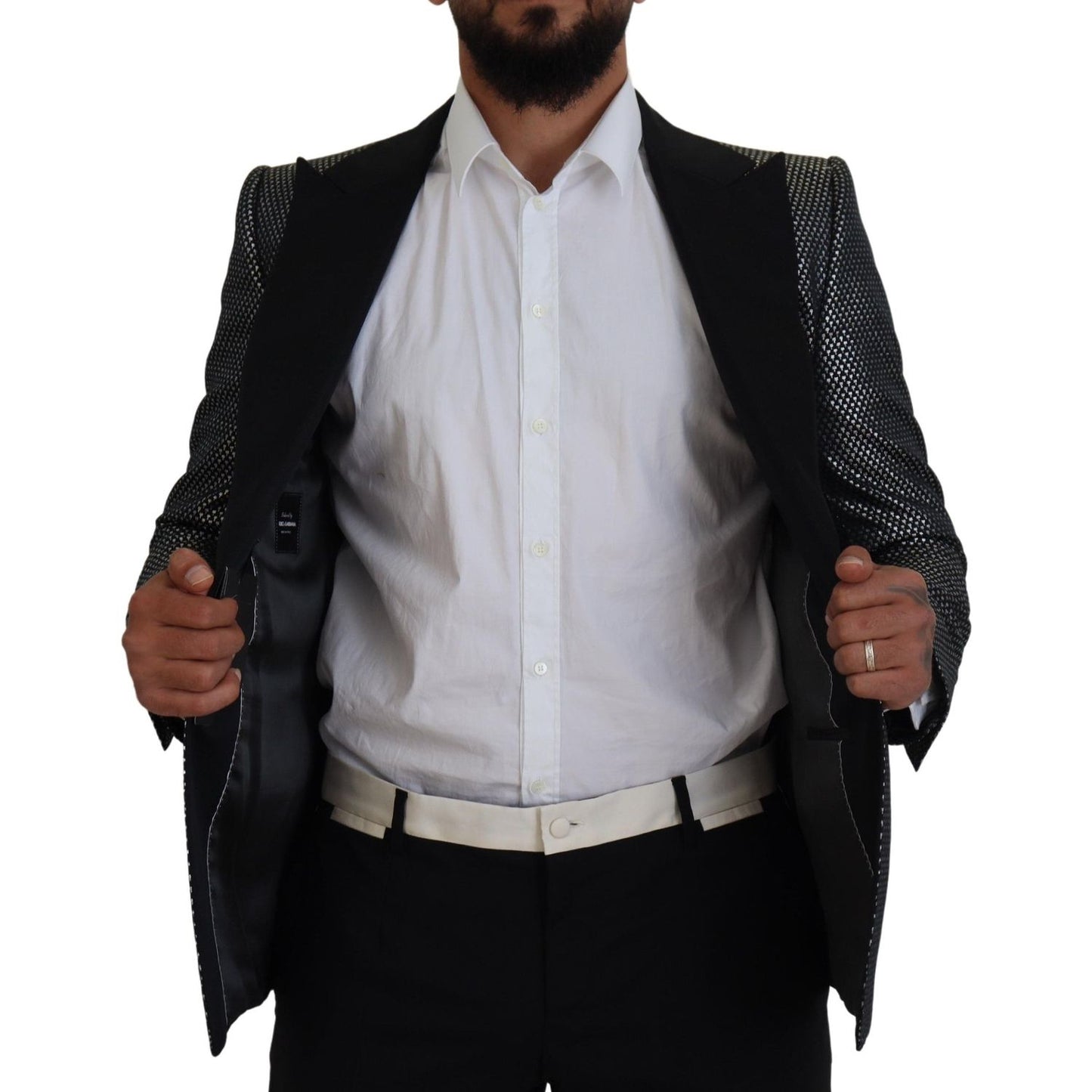 Dolce & Gabbana Elegant Jacquard Single Breasted Blazer Dolce & Gabbana Black