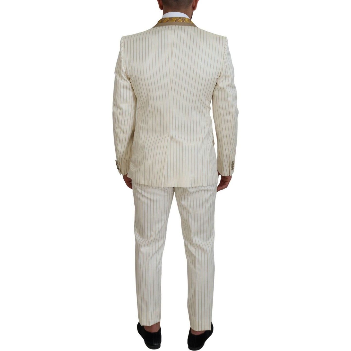 Dolce & Gabbana Elegant Off White Double Breasted Suit Dolce & Gabbana Gray