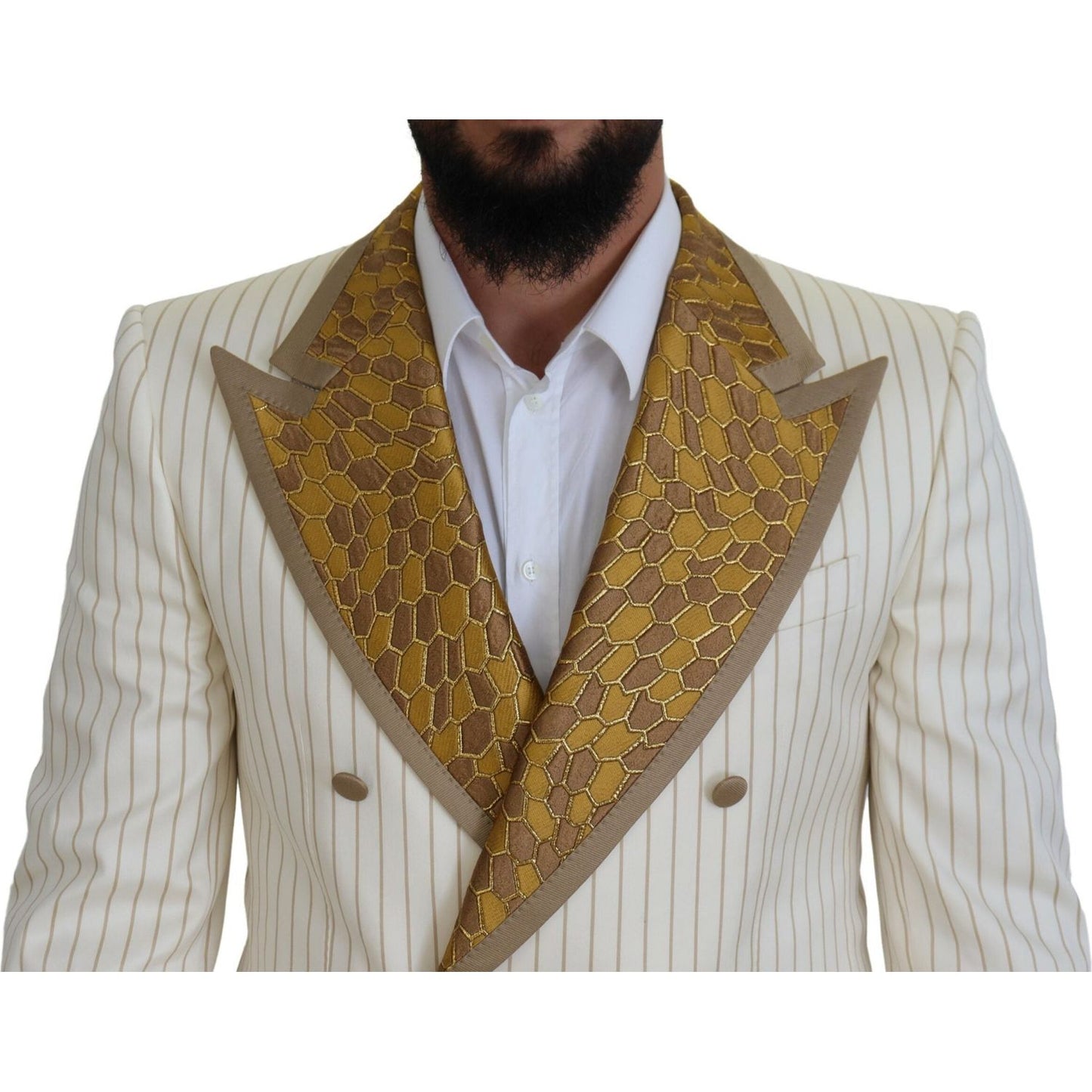 Dolce & Gabbana Elegant Off White Double Breasted Suit Dolce & Gabbana Dark Gray