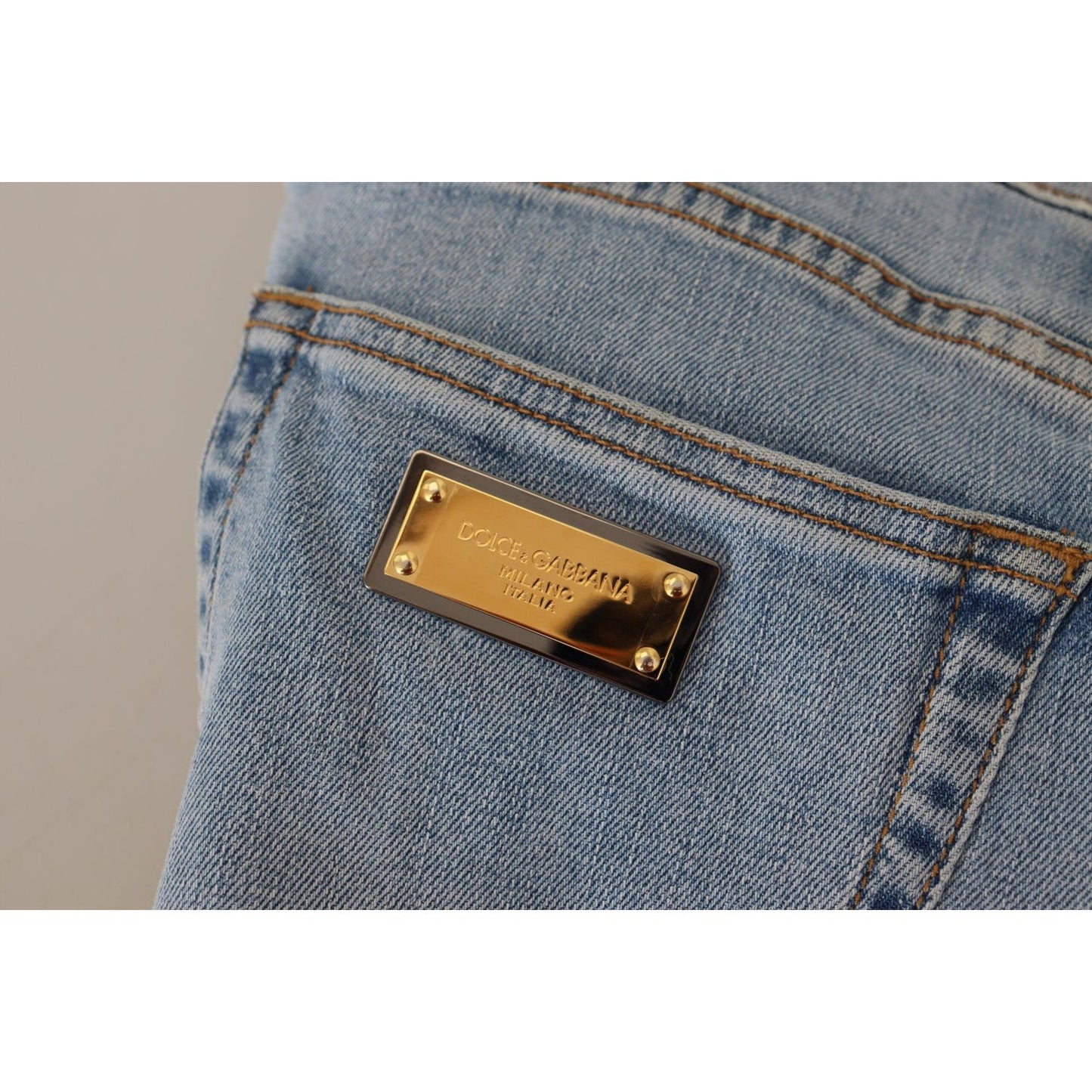 Dolce & Gabbana Elegant Slim Fit Light Blue Denim Pants Dolce & Gabbana Slate Gray