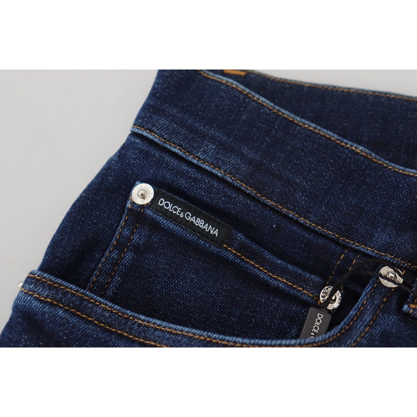 Dolce & Gabbana Elegant Slim Fit Dark Blue Denim Jeans Dolce & Gabbana Light Gray