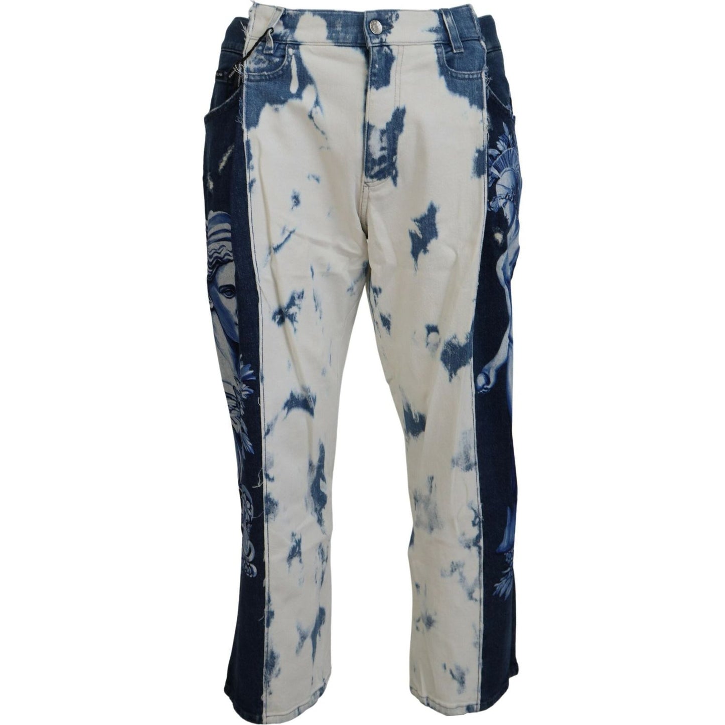 Dolce & Gabbana Elegant Loose Fit Denim Pants with Unique Print Dolce & Gabbana Dark Gray
