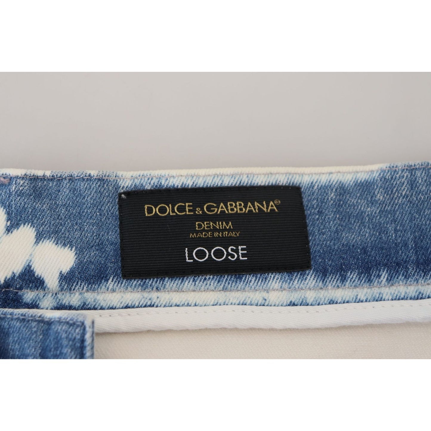 Dolce & Gabbana Elegant Loose Fit Denim Pants with Unique Print Dolce & Gabbana Gray