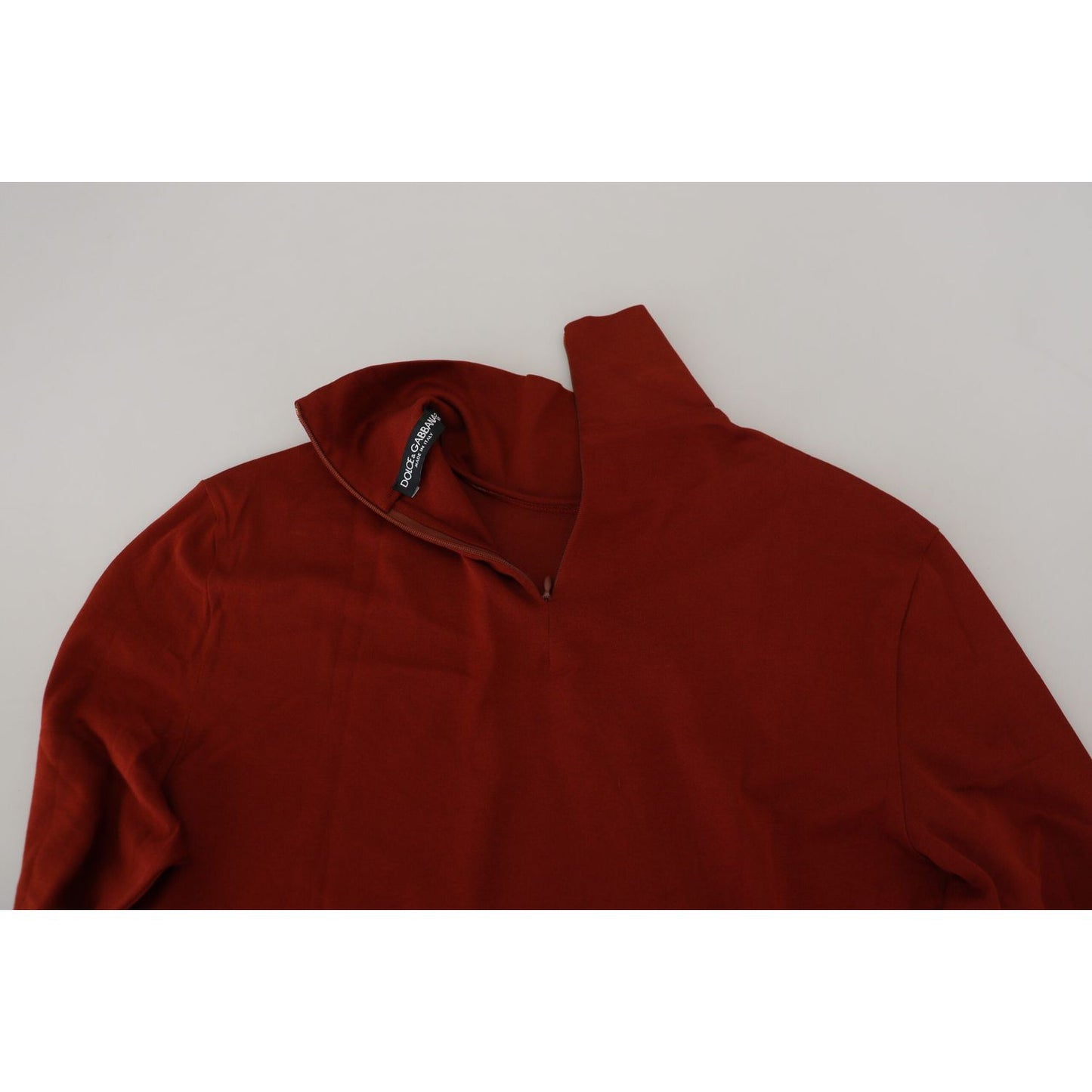 Dolce & Gabbana Elegant Maroon Collar Zip Sweater Dolce & Gabbana Dark Red