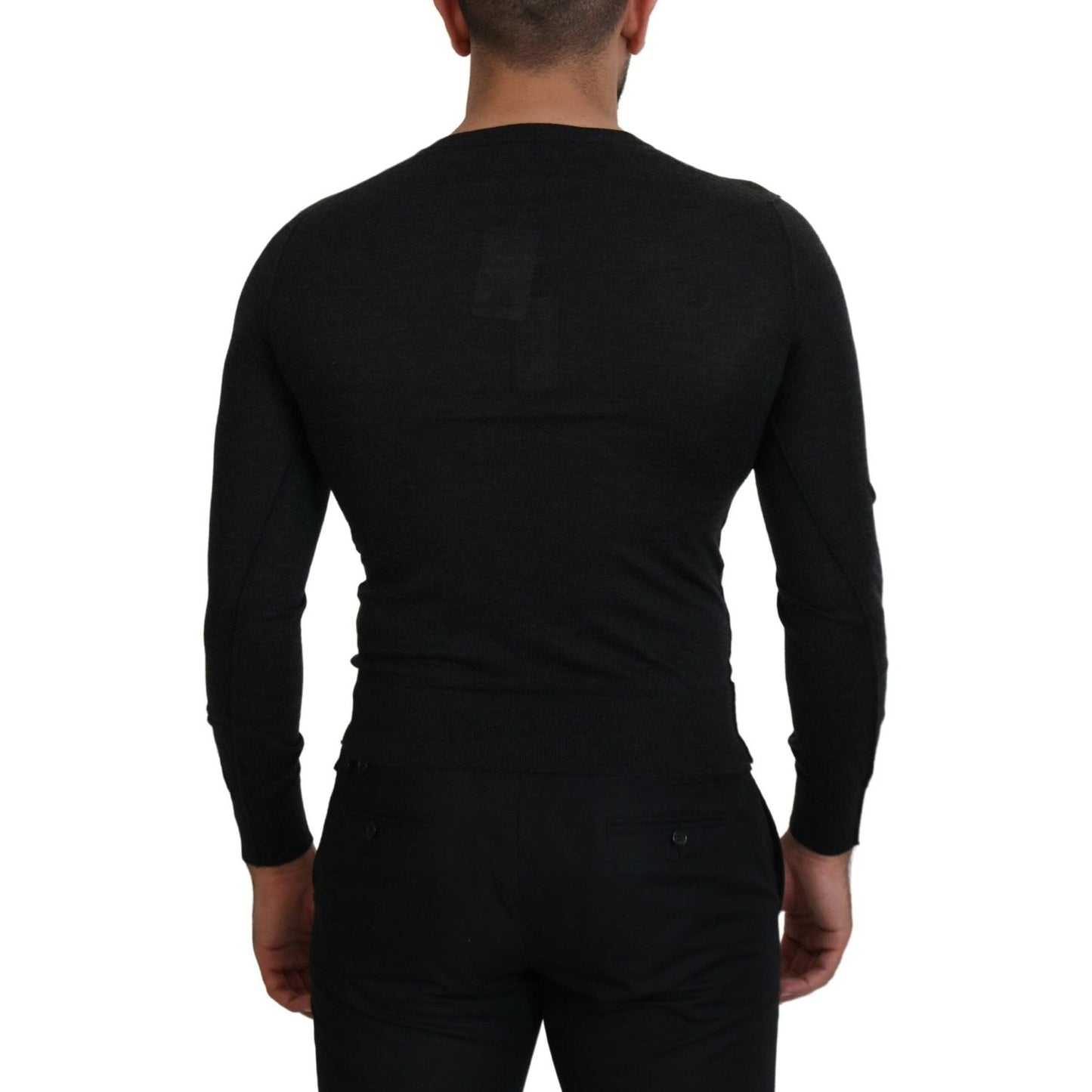 Dolce & Gabbana V-Neck Cashmere Sweater with Heart Embroidery Dolce & Gabbana Black