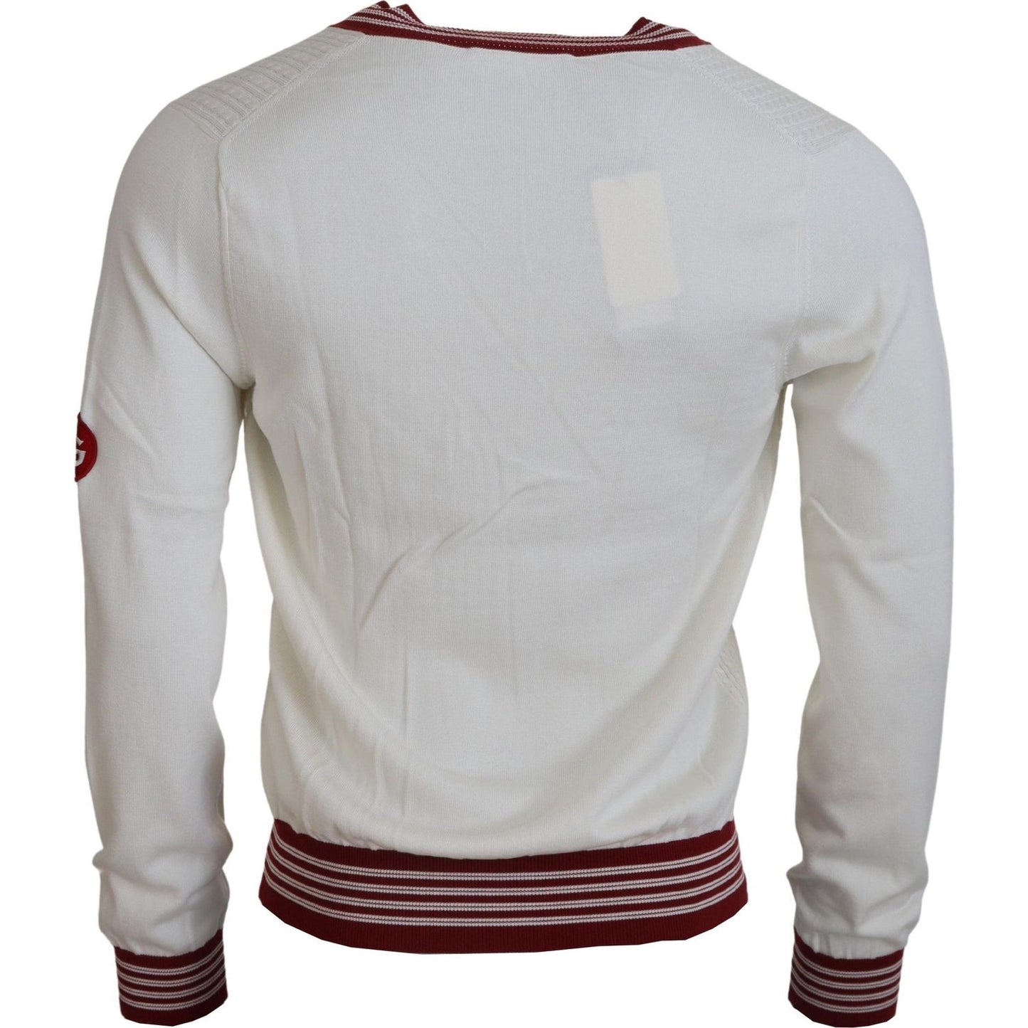 Dolce & Gabbana Off White Silk Cotton V-Neck Sweater Dolce & Gabbana Gray